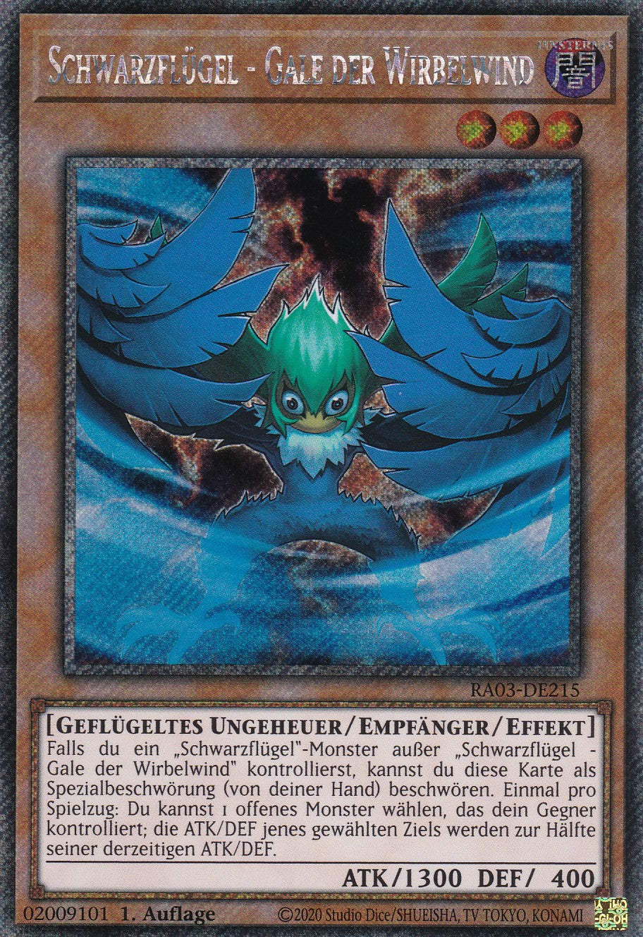 Schwarzflügel - Gale der Wirbelwind - RA03-DE215 - Platinum Secret Rare - Deutsch - 1. Auflage - Quarter Century Bonanza