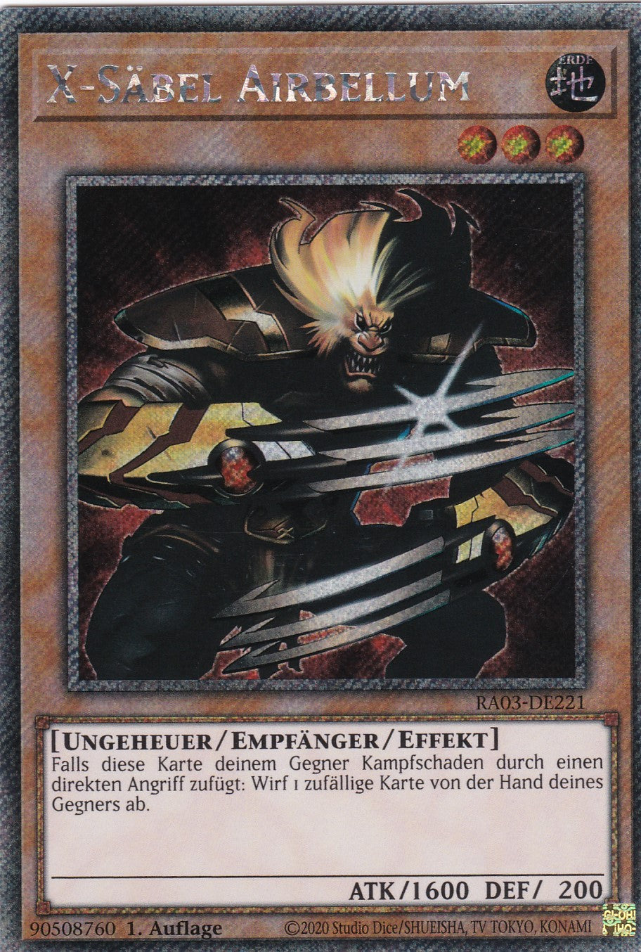 X-Säbel Airbellum - RA03-DE221 - Platinum Secret Rare - Deutsch - 1. Auflage - Quarter Century Bonanza