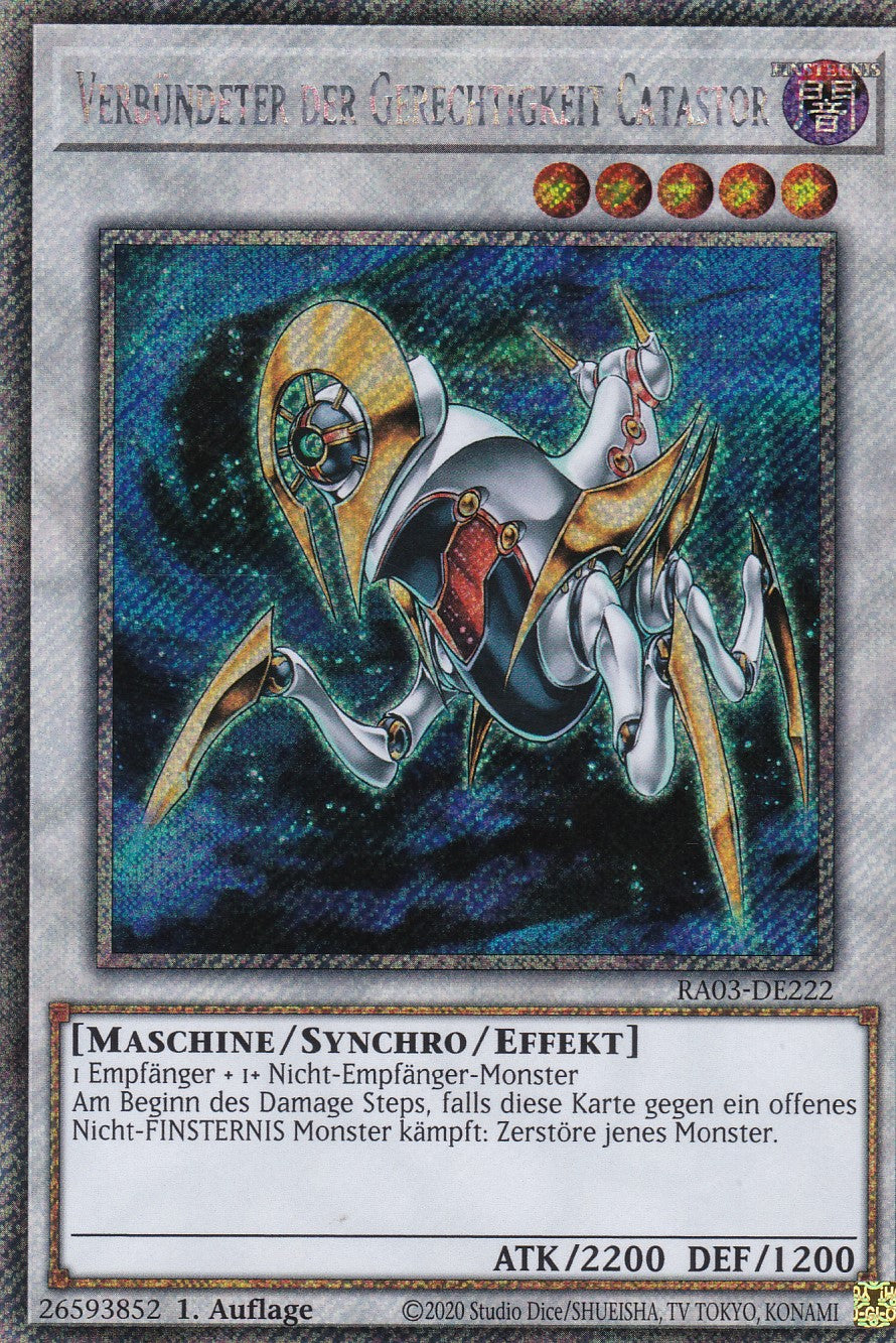 Verbündeter der Gerechtigkeit Catastor - RA03-DE222 - Platinum Secret Rare - Deutsch - 1. Auflage - Quarter Century Bonanza