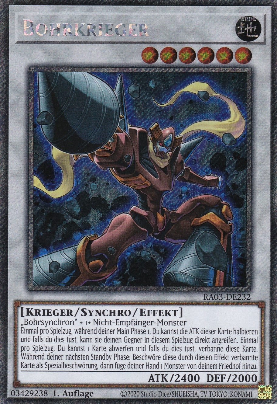 Bohrkrieger - RA03-DE232 - Platinum Secret Rare - Deutsch - 1. Auflage - Quarter Century Bonanza