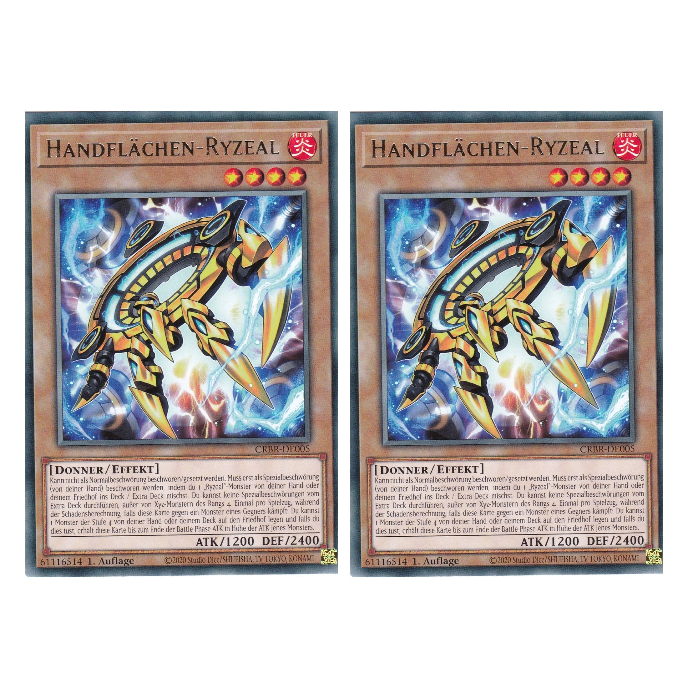 Handflächen-Ryzeal - CRBR-DE005 - Rare - Deutsch - 1. Auflage - Crossover Breakers - Duo Set (2 Stück) - Yu-Gi-Oh!