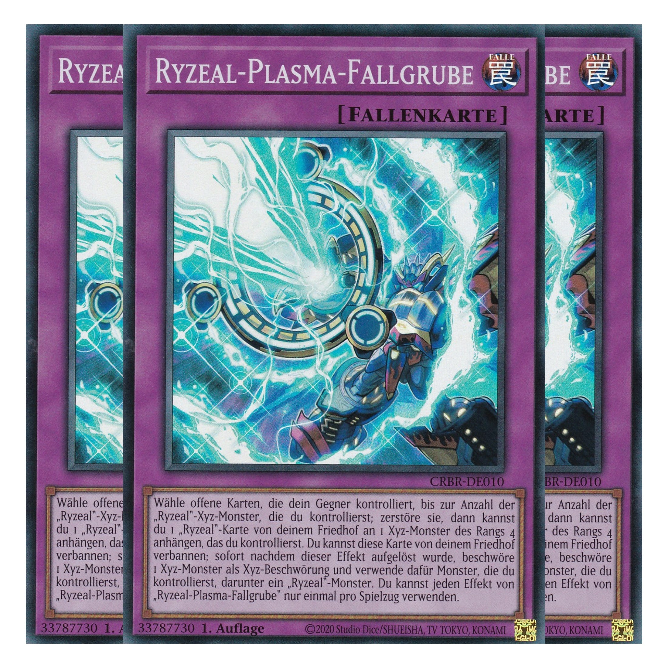 Ryzeal-Plasma-Fallgrube - CRBR-DE010 - Super Rare - Deutsch - 1. Auflage - Crossover Breakers - Playset (3 Kopien) - Yu-Gi-Oh!