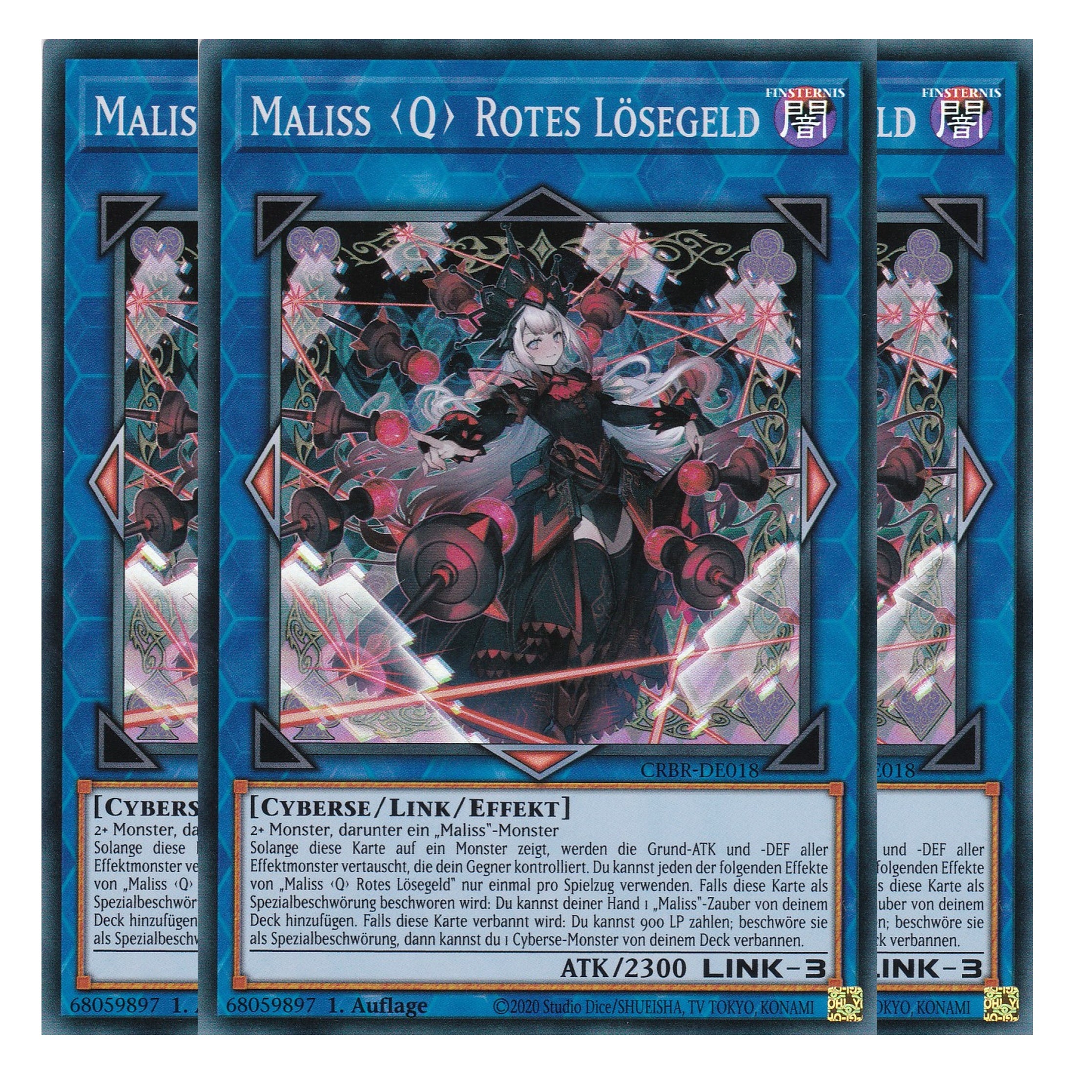 Maliss Q Rotes Lösegeld - CRBR-DE018 - Super Rare - Deutsch - 1. Auflage - Crossover Breakers - Playset (3 Kopien) - Yu-Gi-Oh!