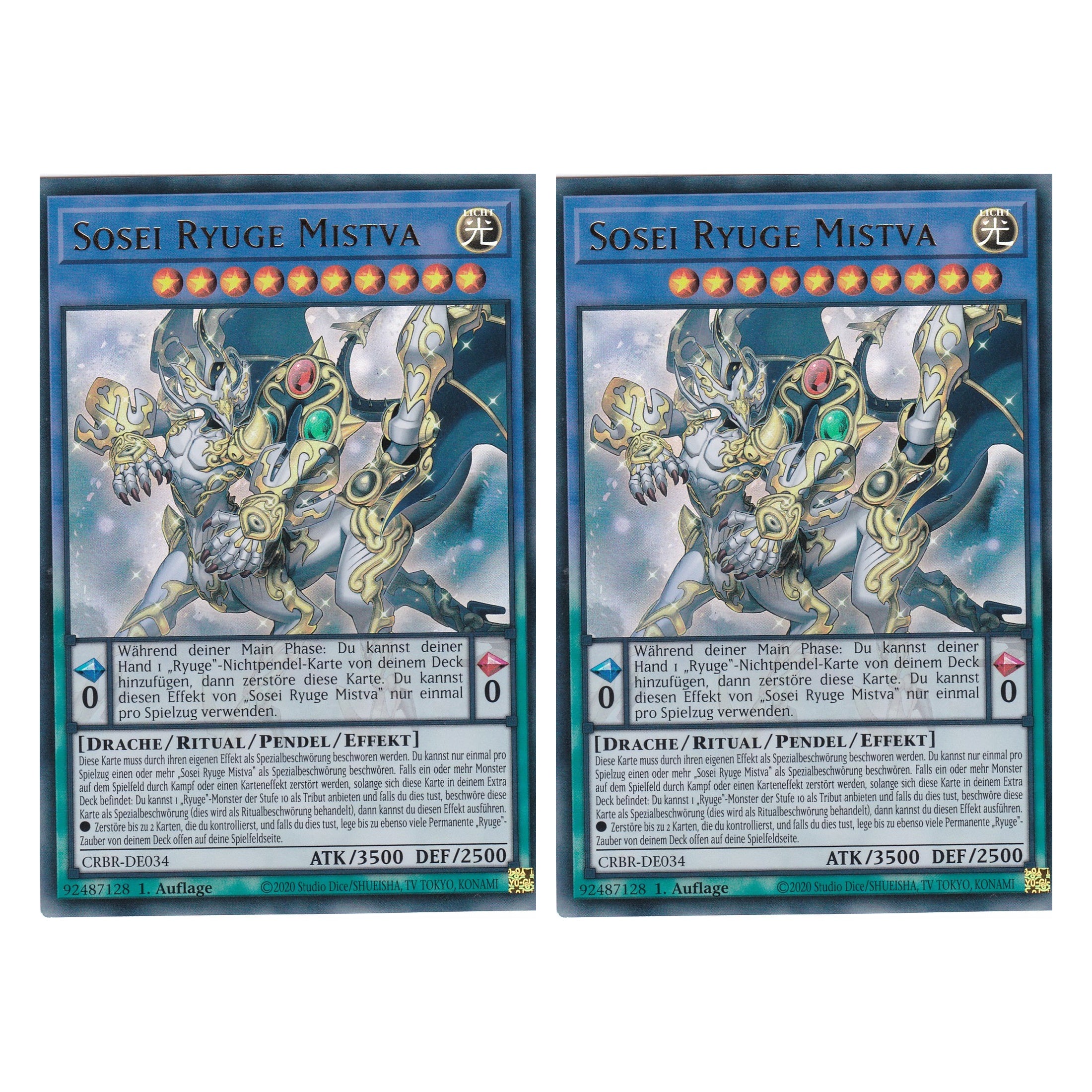 Sosei Ryuge Mistva - CRBR-DE034 - Ultra Rare - Deutsch - 1. Auflage - Crossover Breakers - Duo Set (2 Stück) - Yu-Gi-Oh!