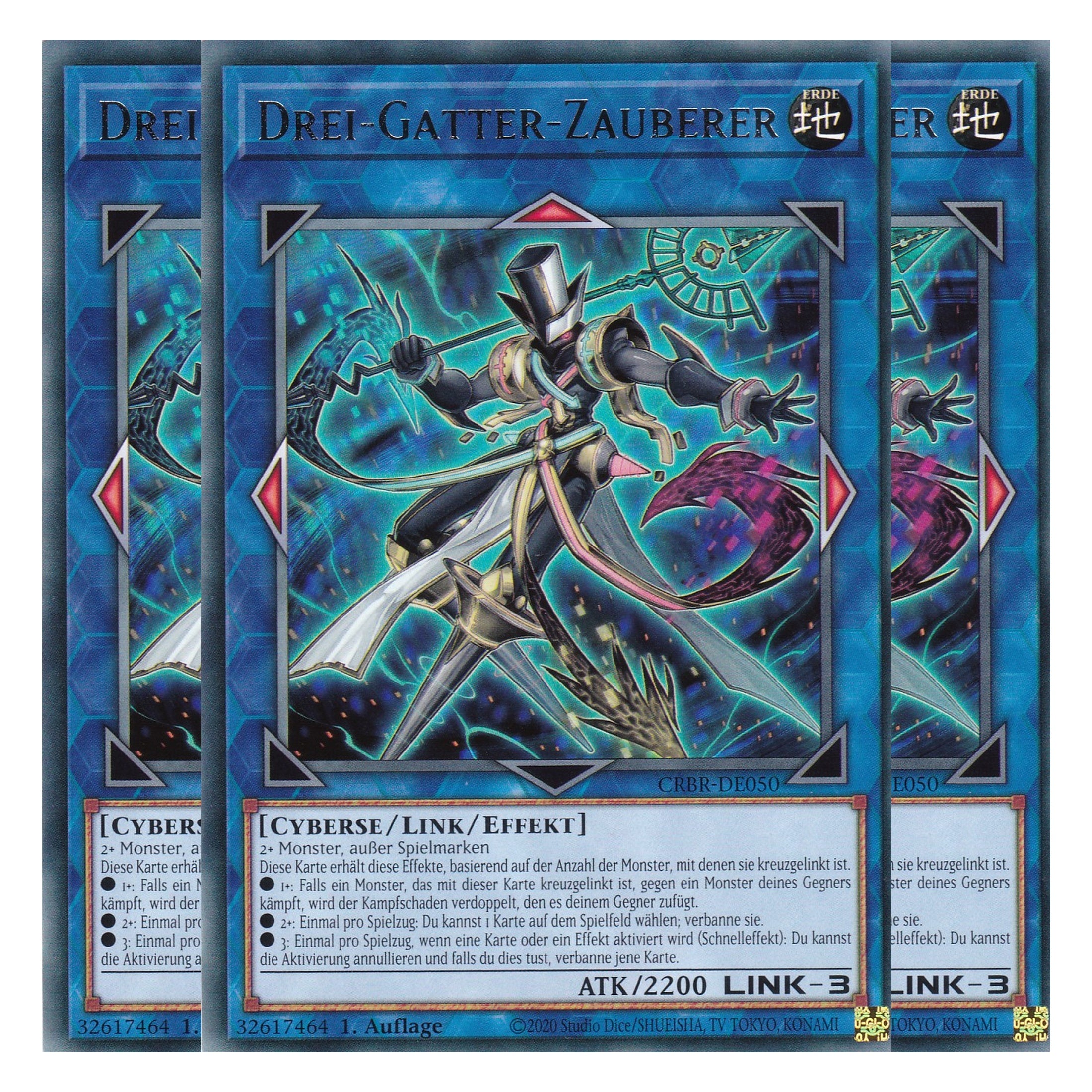 Drei-Gatter-Zauberer - CRBR-DE050 - Rare - Deutsch - 1. Auflage - Crossover Breakers - Playset (3 Kopien) - Yu-Gi-Oh!