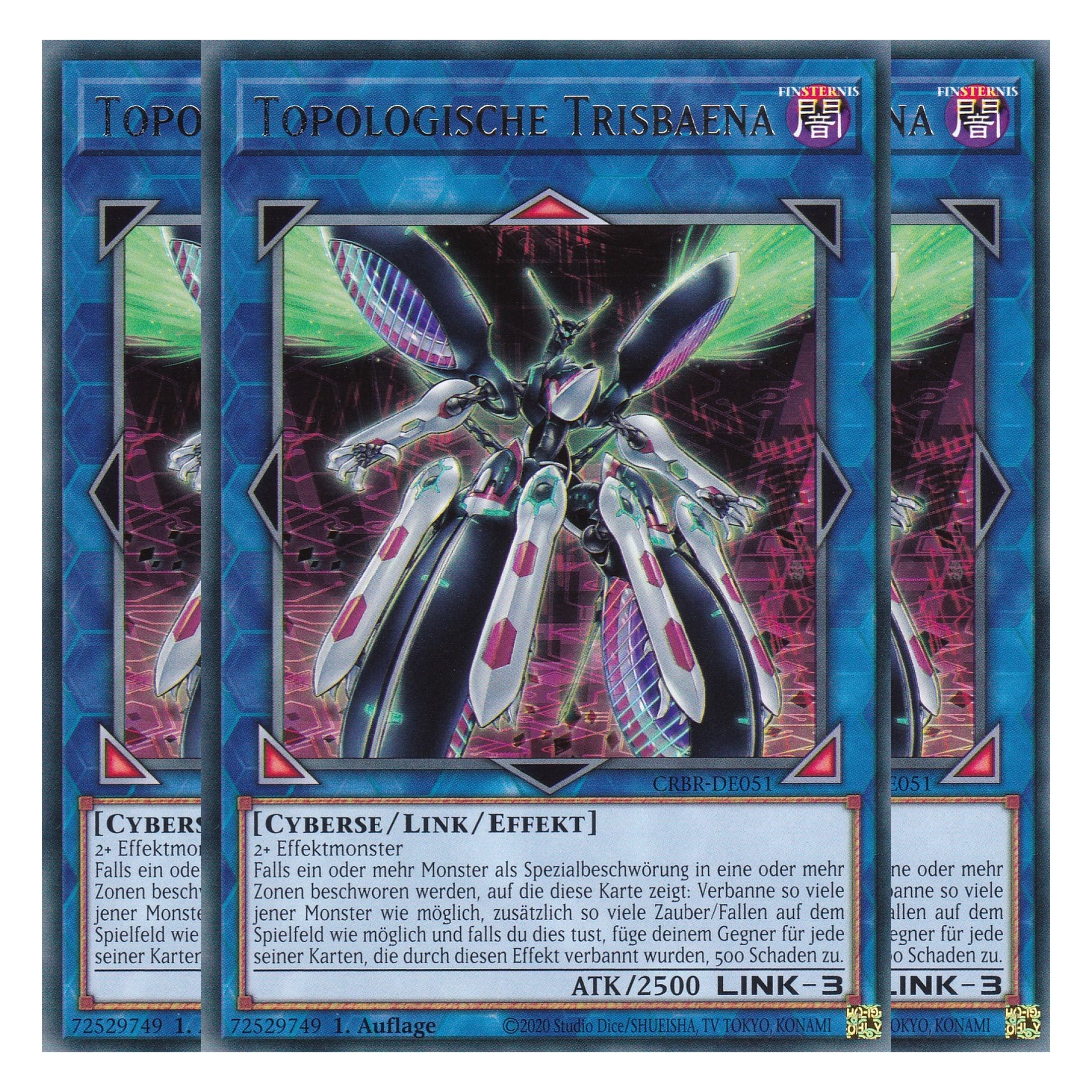 Topologische Trisbaena - CRBR-DE051 - Rare - Deutsch - 1. Auflage - Crossover Breakers - Playset (3 Kopien) - Yu-Gi-Oh!
