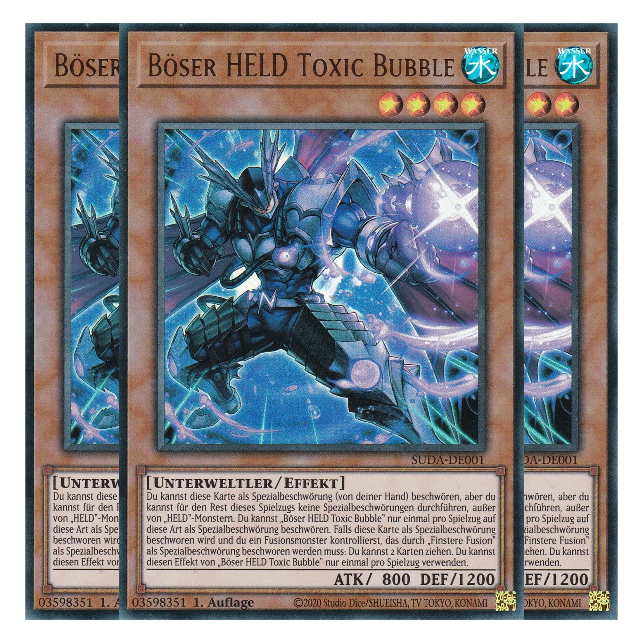 Böser HELD Toxic Bubble - SUDA-DE001 - Ultra Rare - Deutsch - 1. Auflage - Supreme Darkness - Playset (3 Kopien) - Yu-Gi-Oh!