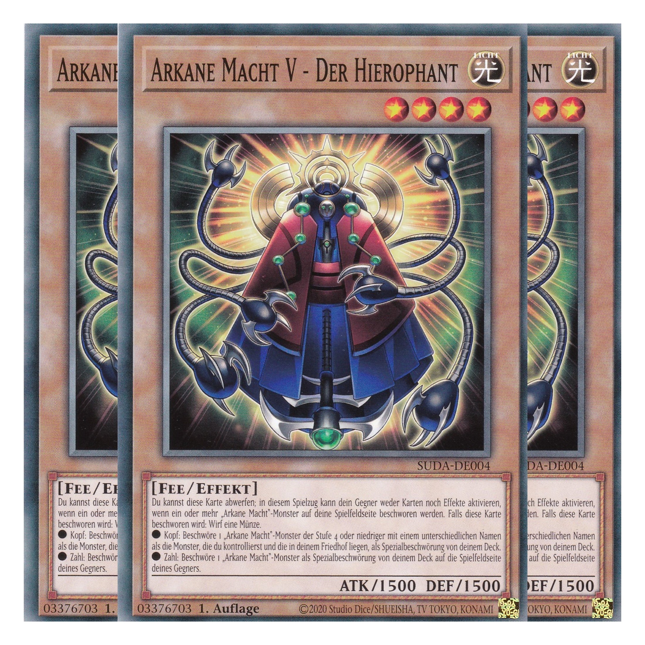 Arkane Macht V - Der Hierophant - SUDA-DE004 - Common - Deutsch - 1. Auflage - Supreme Darkness - Playset (3 Kopien) - Yu-Gi-Oh!