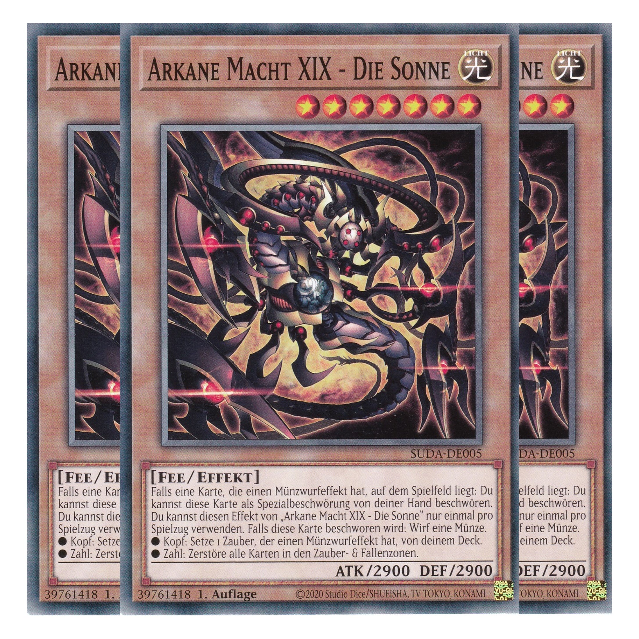 Arkane Macht XIX - Die Sonne - SUDA-DE005 - Common - Deutsch - 1. Auflage - Supreme Darkness - Playset (3 Kopien) - Yu-Gi-Oh!