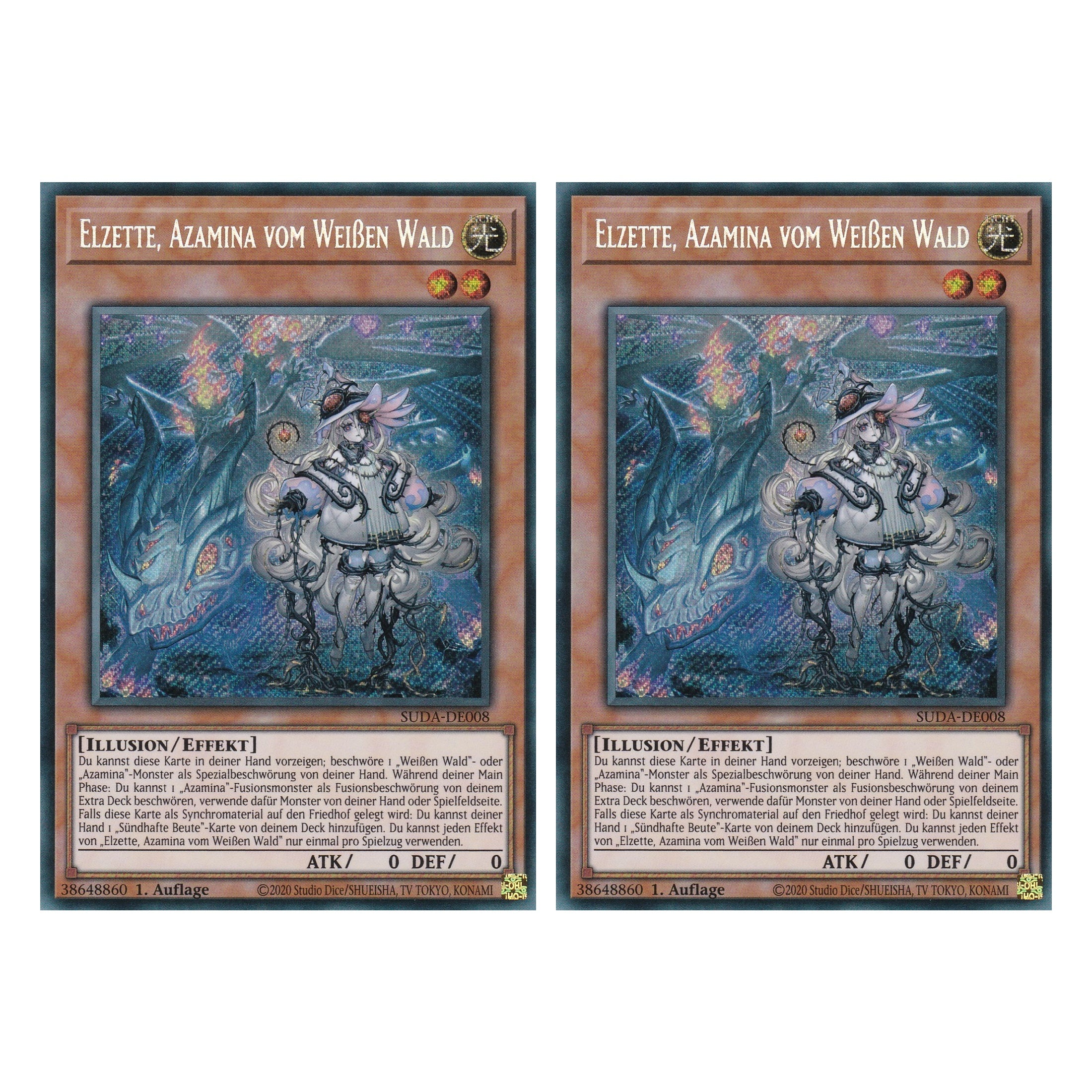 Elzette Azamina vom Weißen Wald - SUDA-DE008 - Secret Rare - Deutsch - 1. Auflage - Supreme Darkness - Duo Set (2 Stück) - Yu-Gi-Oh!