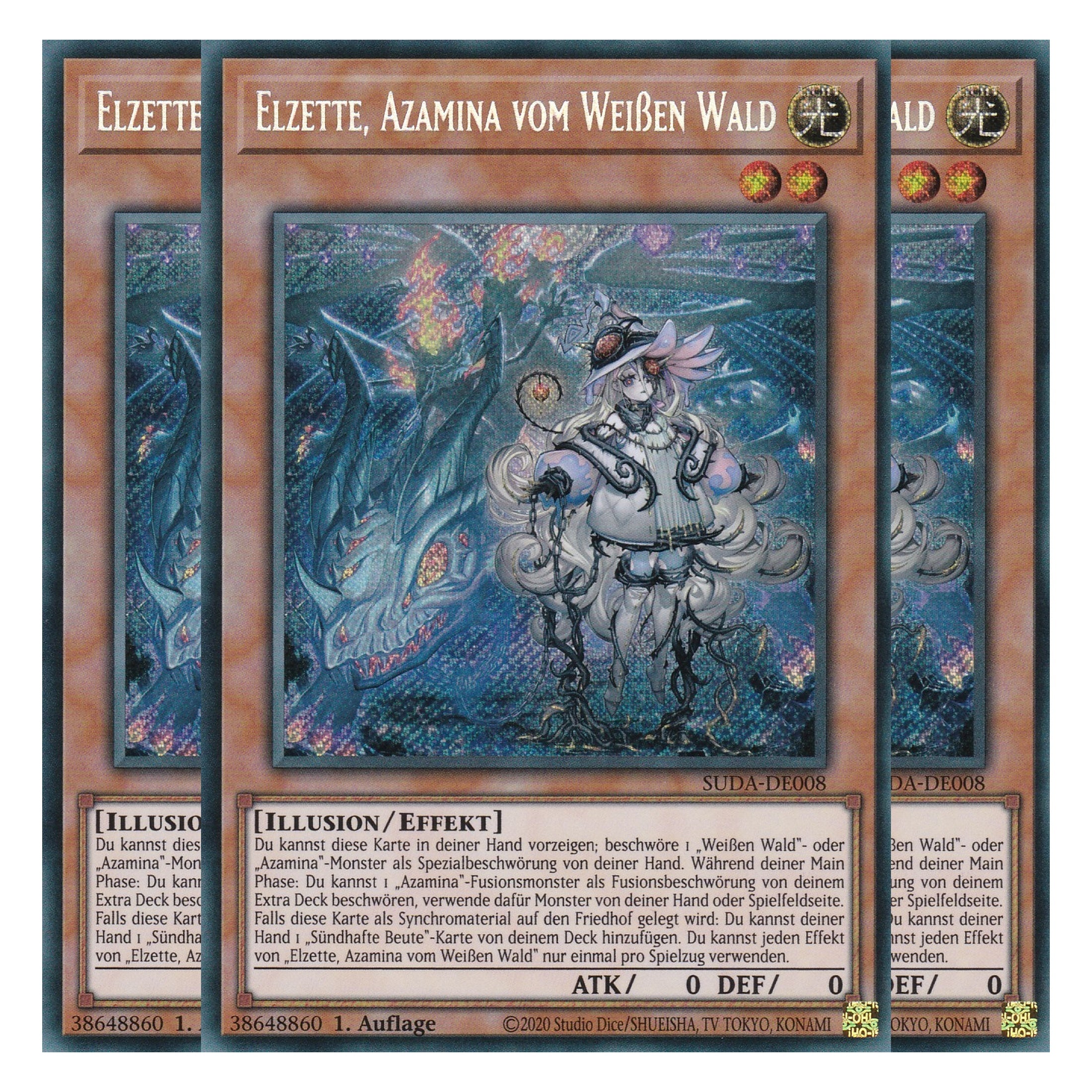 Elzette Azamina vom Weißen Wald - SUDA-DE008 - Secret Rare - Deutsch - 1. Auflage - Supreme Darkness - Playset (3 Kopien) - Yu-Gi-Oh!