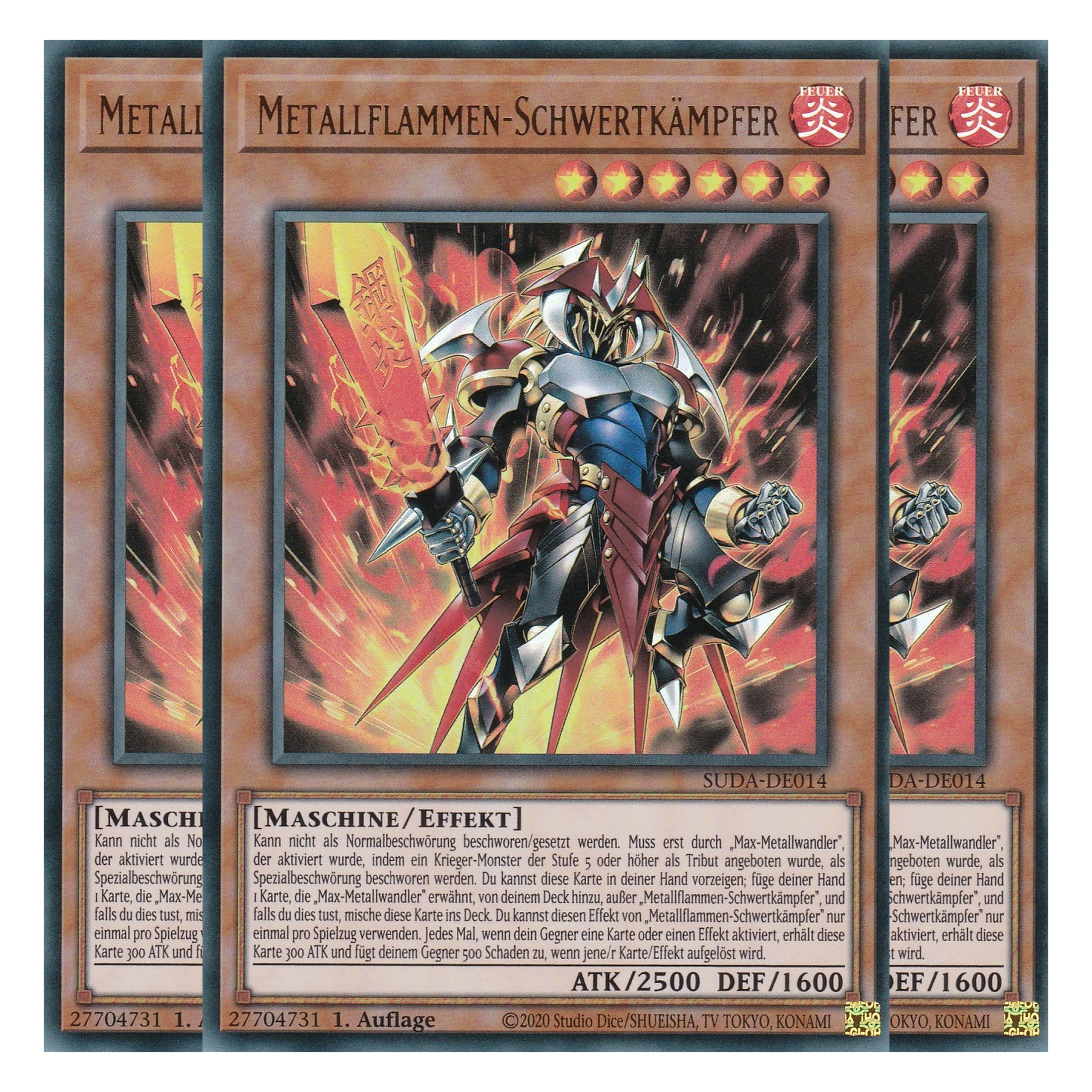 Metallflammen - Schwertkämpfer - SUDA-DE014 - Ultra Rare - Deutsch - 1. Auflage - Supreme Darkness - Playset (3 Kopien) - Yu-Gi-Oh!