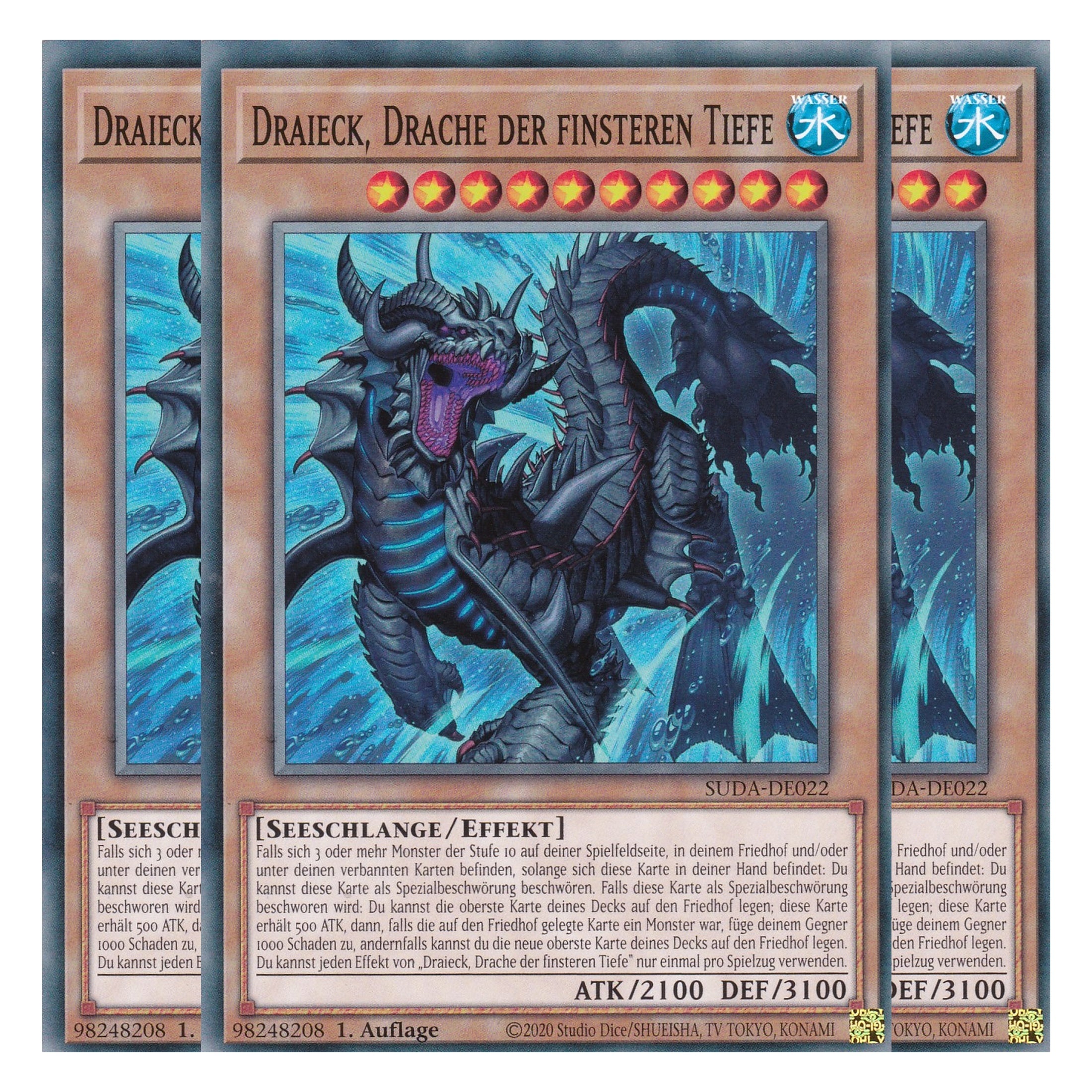 Draieck Drache der Finsteren Tiefe - SUDA-DE022 - Common - Deutsch - 1. Auflage - Supreme Darkness - Playset (3 Kopien) - Yu-Gi-Oh!