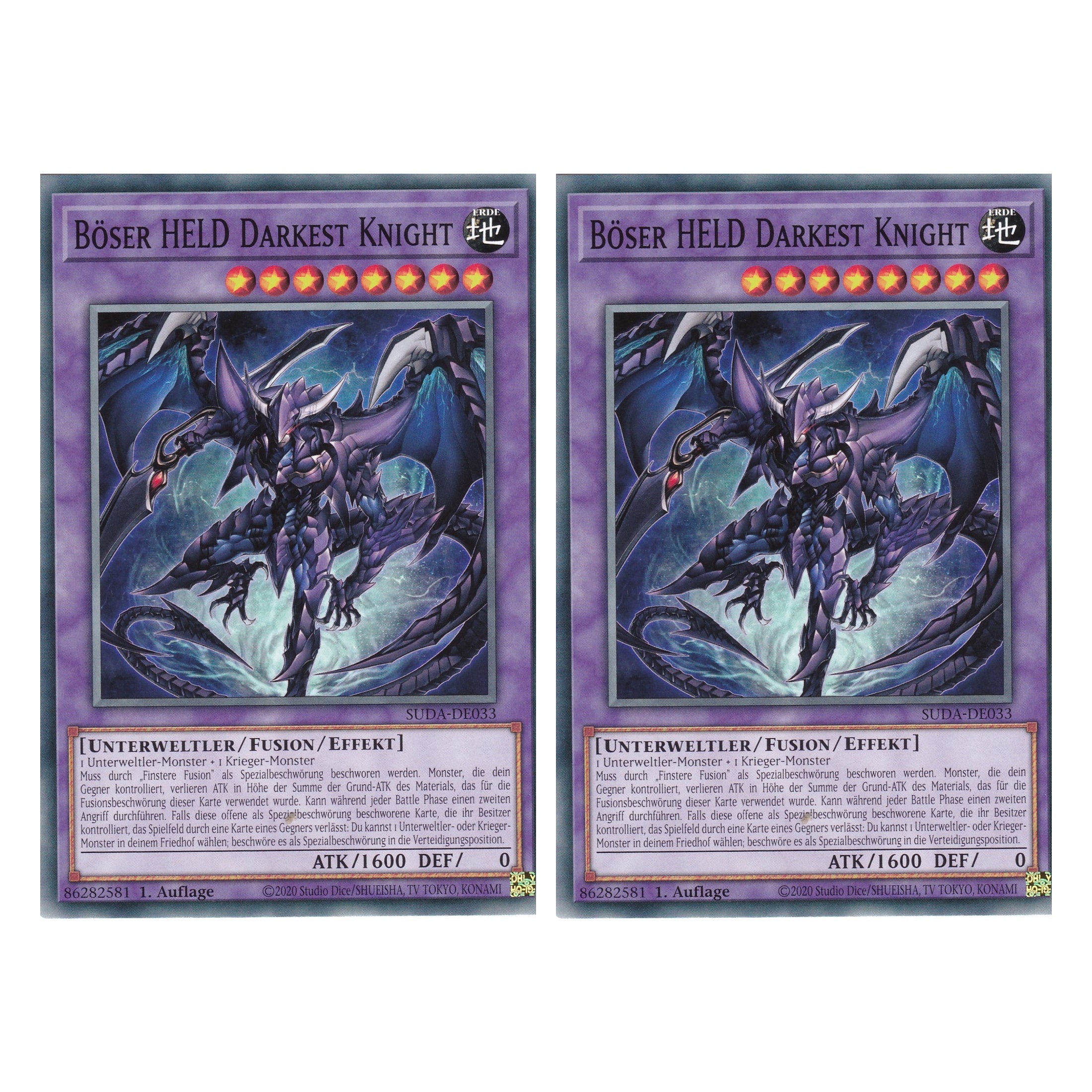 Böser Held Darkest Knight - SUDA-DE033 - Common - Deutsch - 1. Auflage - Supreme Darkness - Duo Set (2 Stück) - Yu-Gi-Oh!