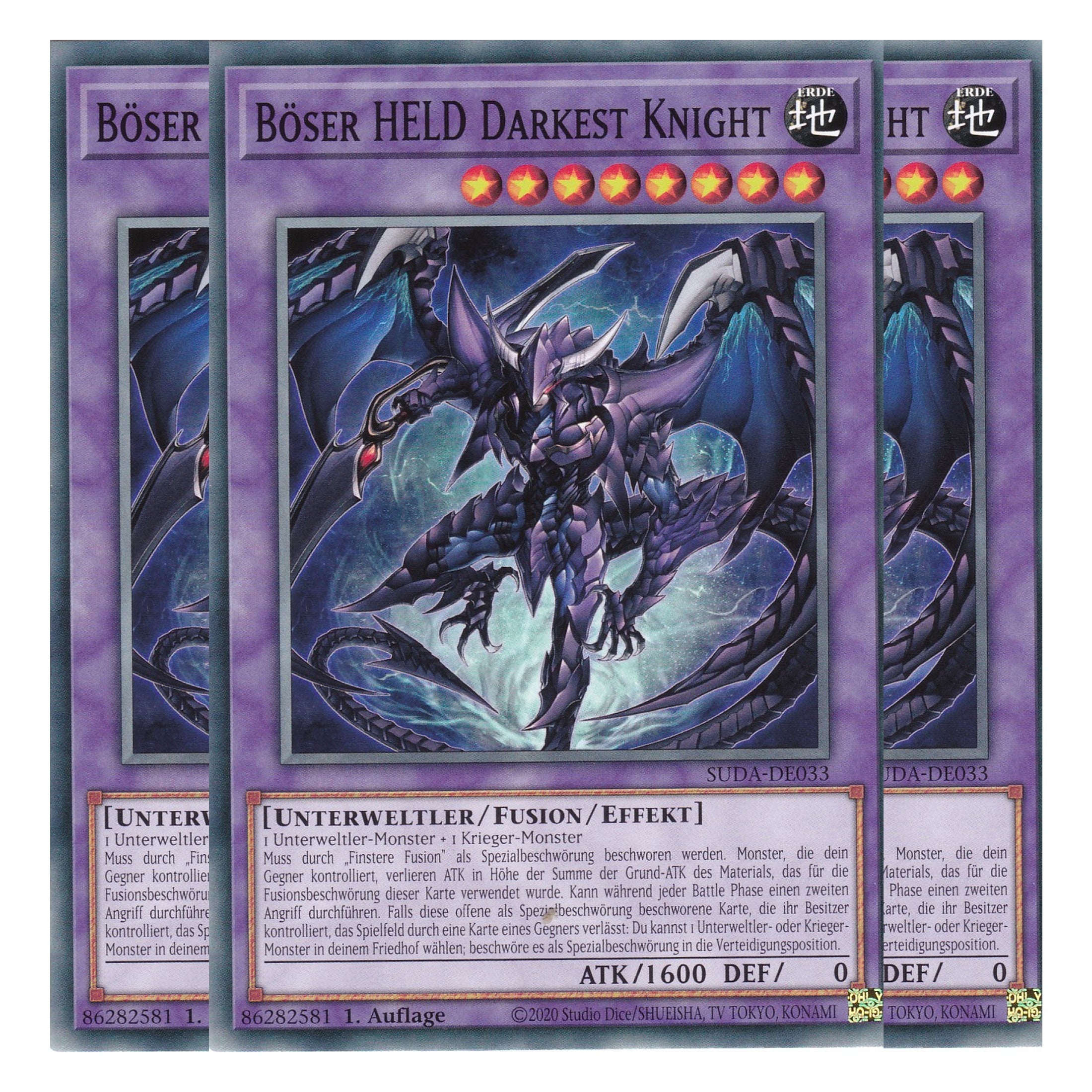 Böser Held Darkest Knight - SUDA-DE033 - Common - Deutsch - 1. Auflage - Supreme Darkness - Playset (3 Kopien) - Yu-Gi-Oh!