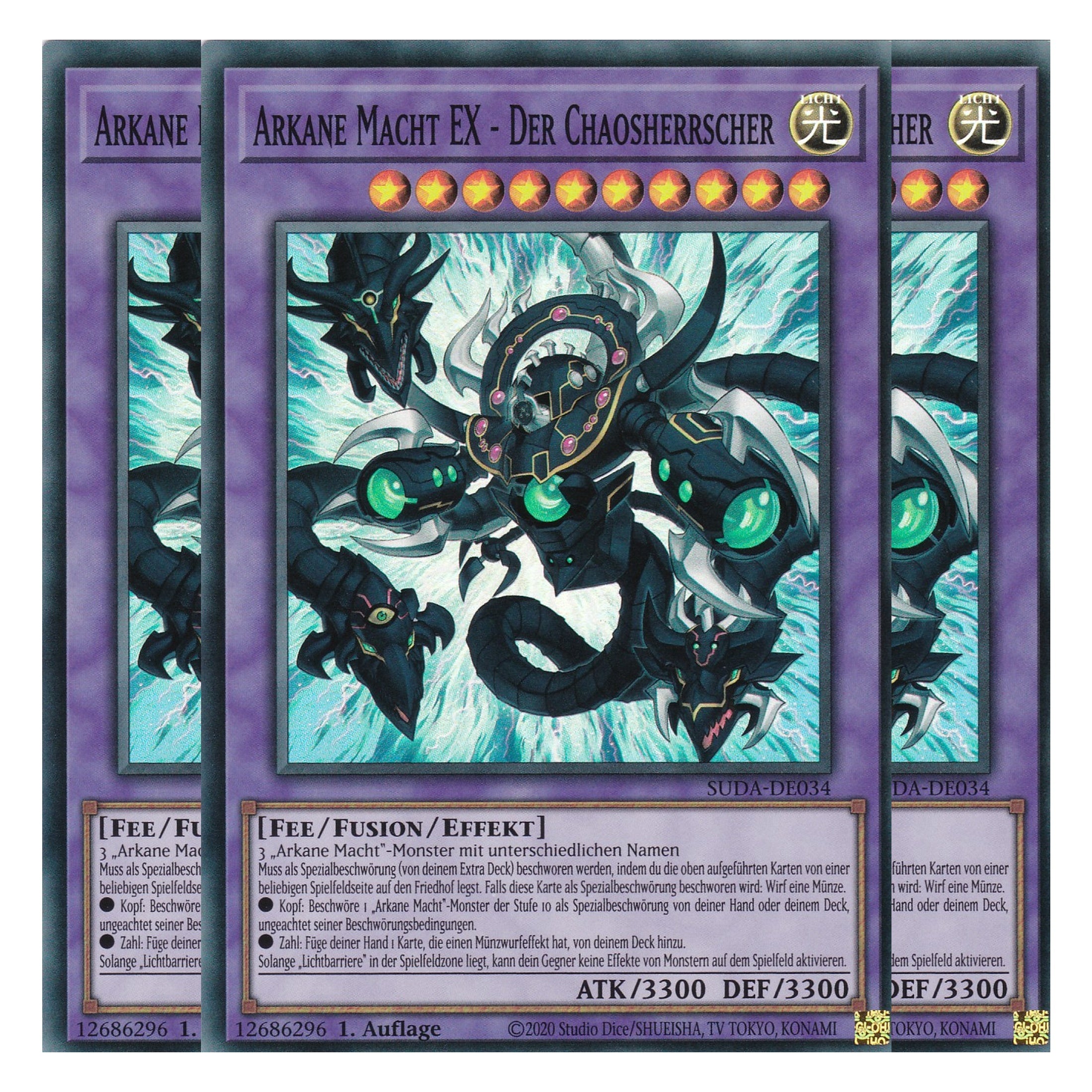Arkane Macht EX - der Chaosherrscher - SUDA-DE034 - Super Rare - Deutsch - 1. Auflage - Supreme Darkness - Playset (3 Kopien) - Yu-Gi-Oh!