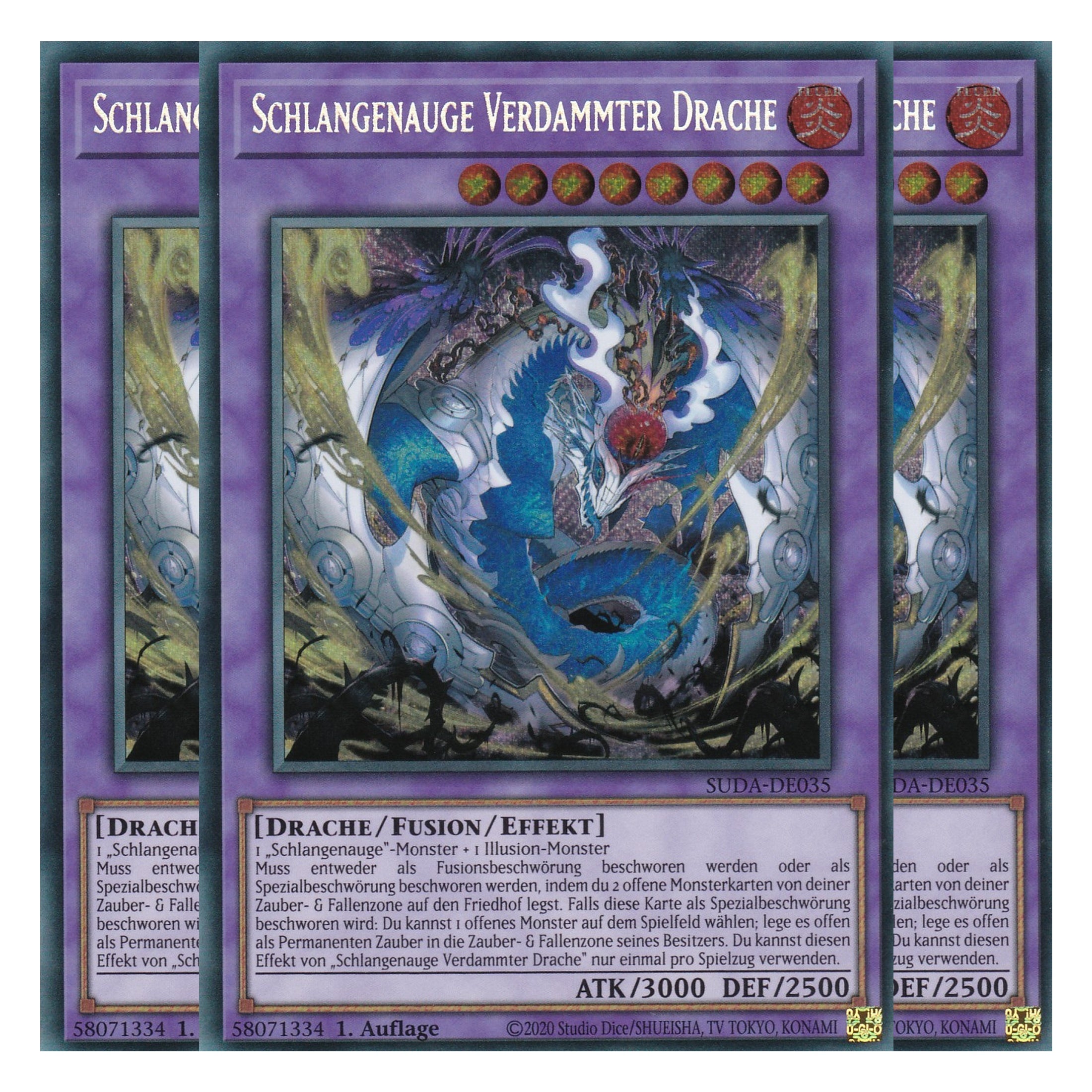 Schlagenauge Verdammter Drache - SUDA-DE035 - Secret Rare - Deutsch - 1. Auflage - Supreme Darkness - Playset (3 Kopien) - Yu-Gi-Oh!