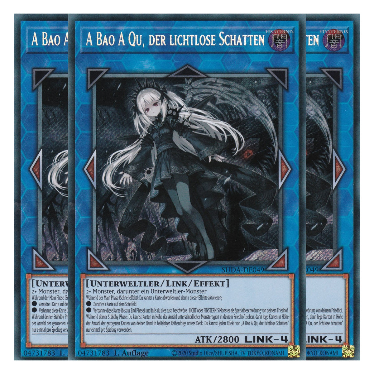 A Bao A Qu der Lichtlose Schatten - SUDA-DE049 - Secret Rare - Deutsch - 1. Auflage - Supreme Darkness - Playset (3 Kopien) - Yu-Gi-Oh!