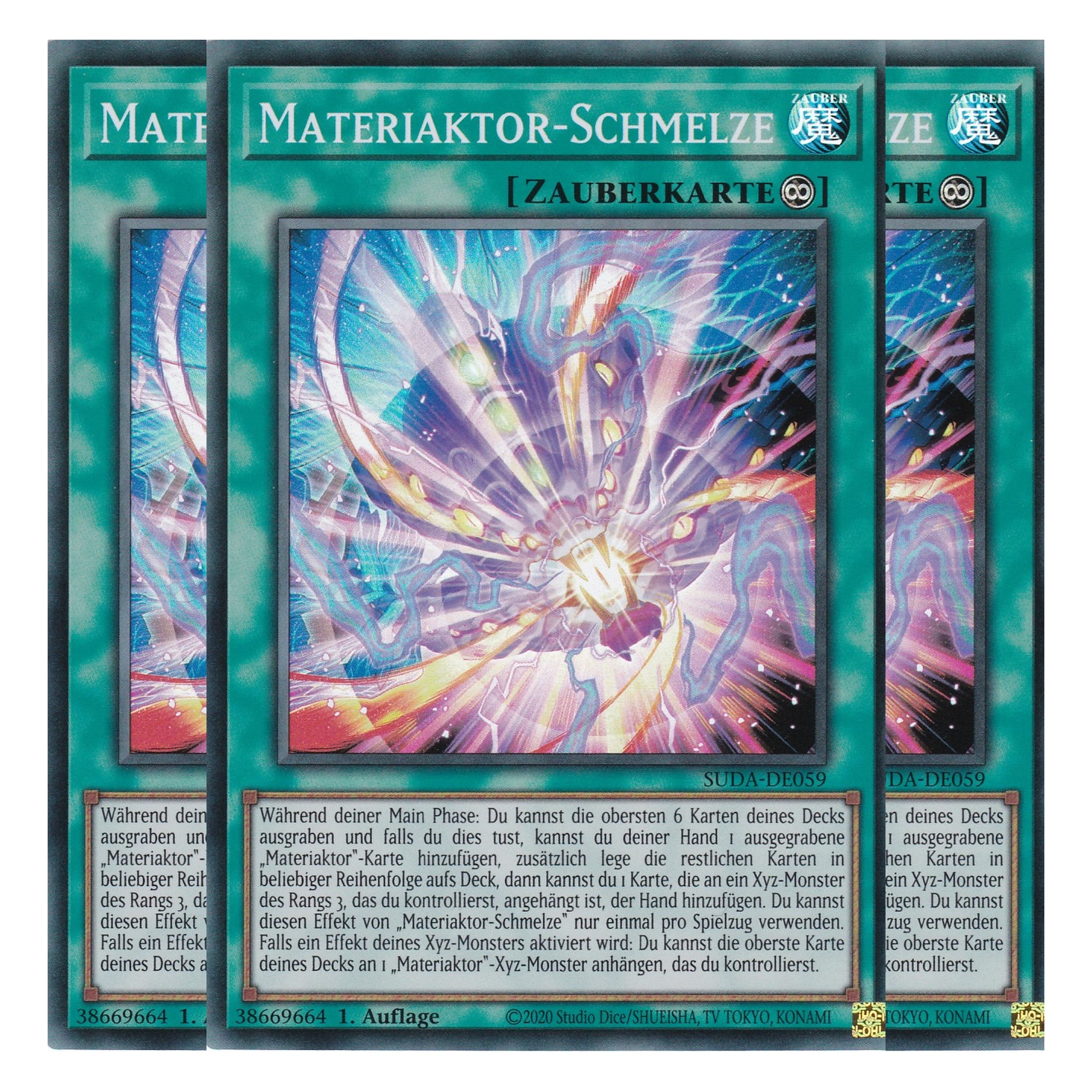 Materiaktor Schmelze - SUDA-DE059 - Super Rare - Deutsch - 1. Auflage - Supreme Darkness - Playset (3 Kopien) - Yu-Gi-Oh!