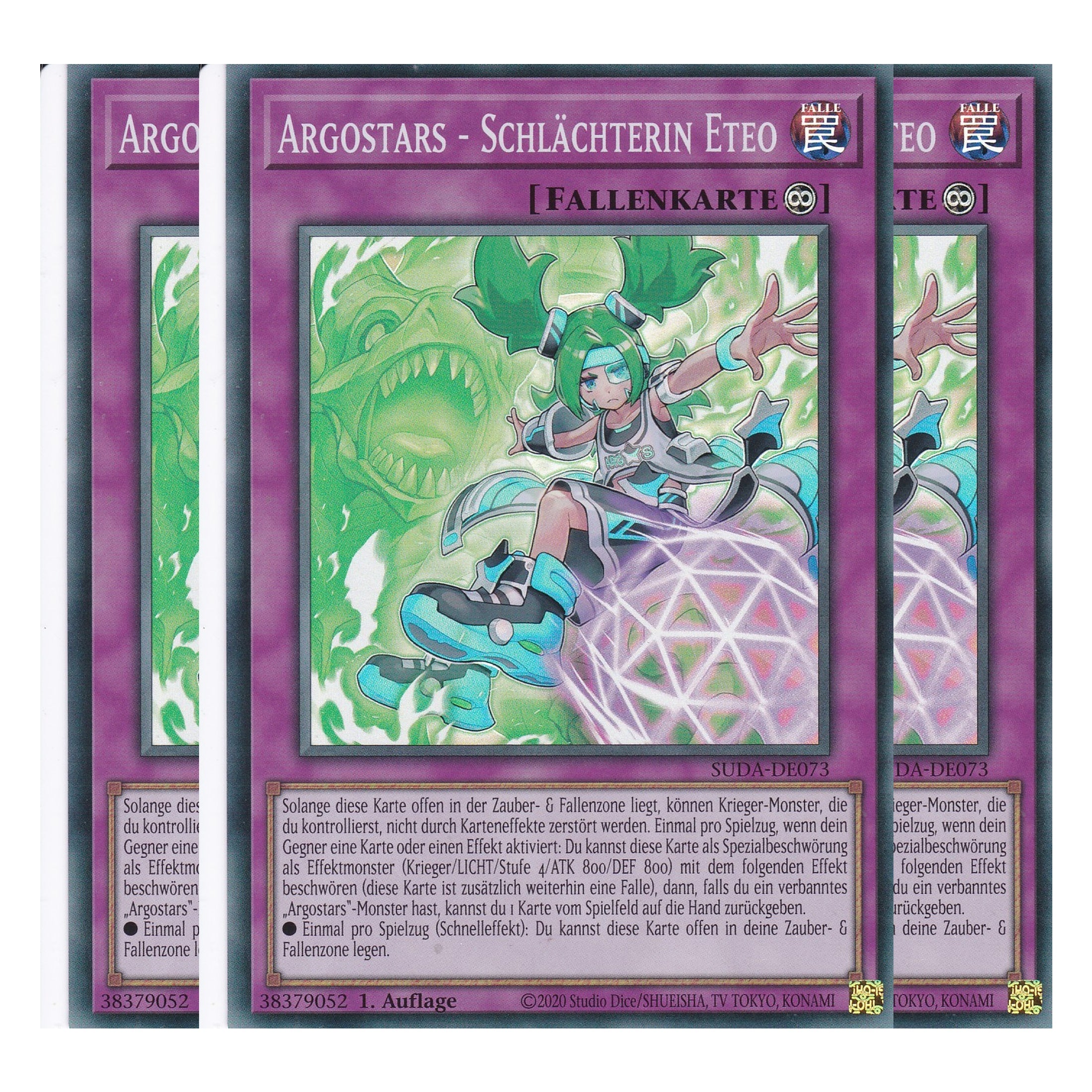 Argostars Schlächterin Eteo - SUDA-DE073 - Super Rare - Deutsch - 1. Auflage - Supreme Darkness - Playset (3 Kopien) - Yu-Gi-Oh!