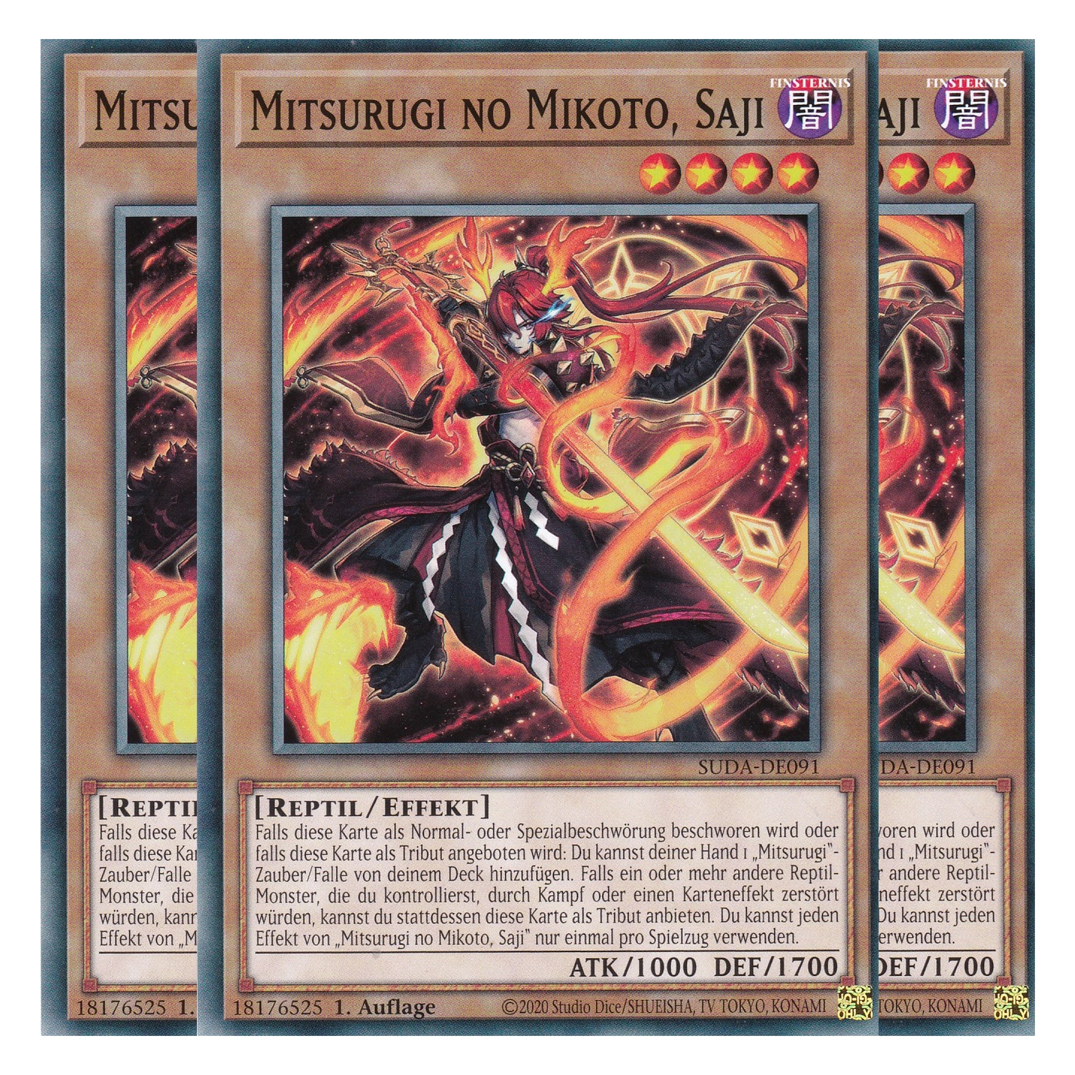 Mitsurugi no Mikoto Saji - SUDA-DE091 - Common - Deutsch - 1. Auflage - Supreme Darkness - Playset (3 Kopien) - Yu-Gi-Oh!