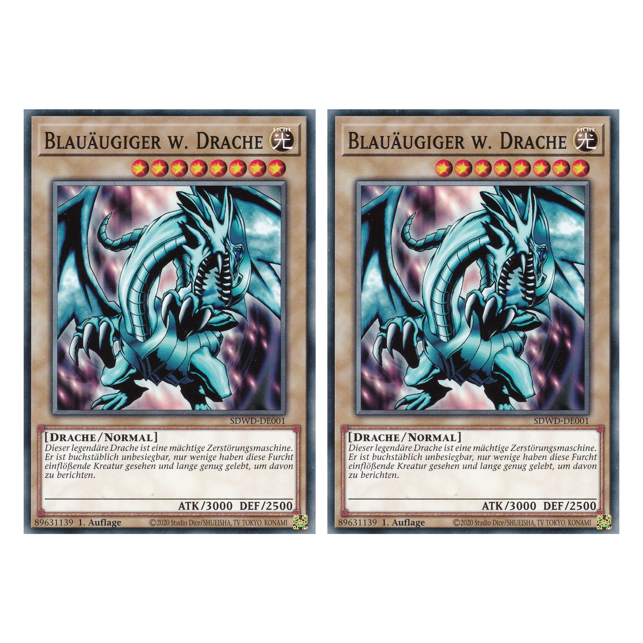 Blauäugiger w. Drache (V.1) - SDWD-DE001 - Common - Deutsch - 1. Auflage - Structure Deck: Blue Eyes White Destiny - Duo Set (2 Stück) - Yu-Gi-Oh!