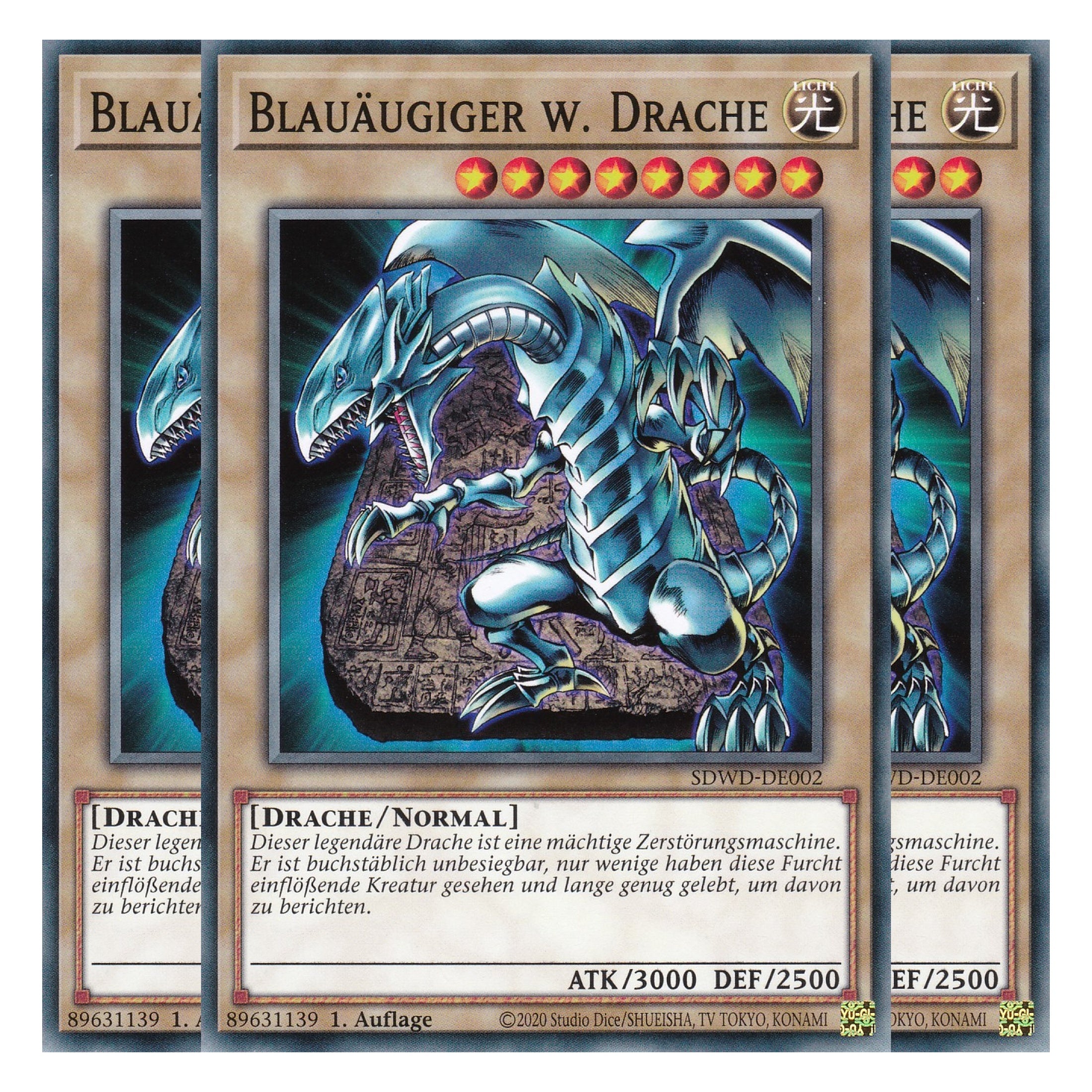 Blauäugiger w. Drache (V.2) - SDWD-DE002 - Common - Deutsch - 1. Auflage - Structure Deck: Blue Eyes White Destiny - Playset (3 Kopien) - Yu-Gi-Oh!