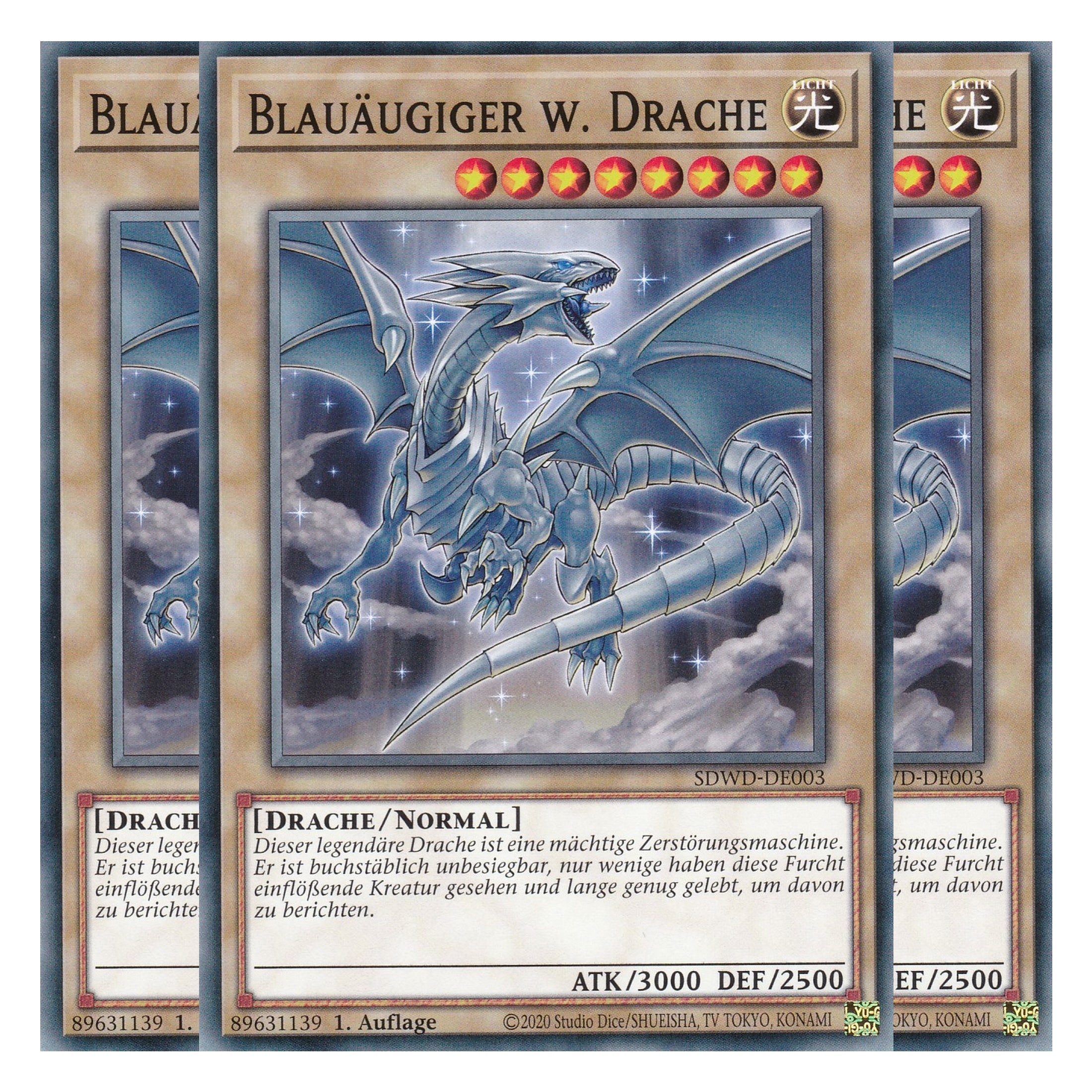 Blauäugiger w. Drache (V.3) - SDWD-DE003 - Common - Deutsch - 1. Auflage - Structure Deck: Blue Eyes White Destiny - Playset (3 Kopien) - Yu-Gi-Oh!