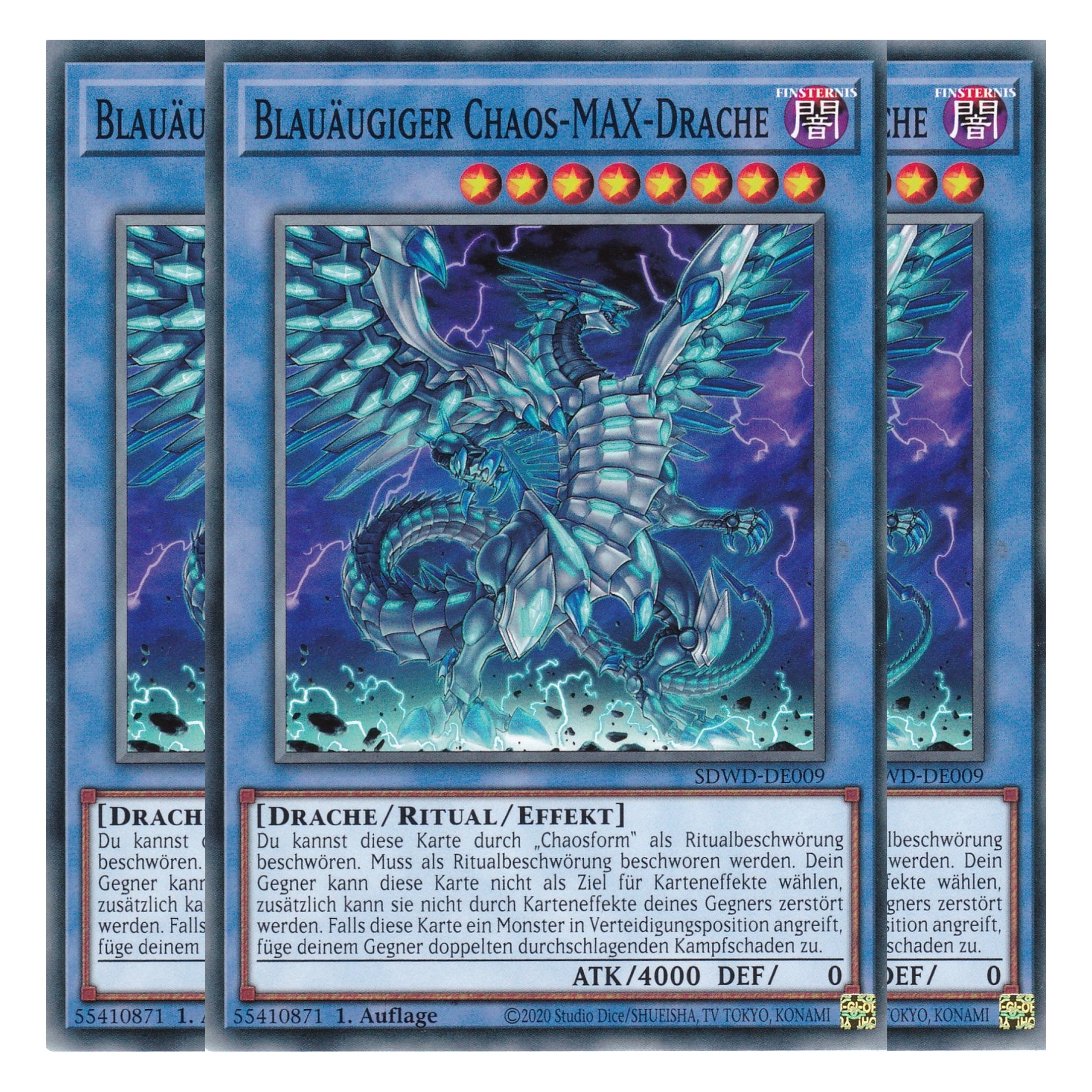Blauäugiger Chaos-MAX-Drache - SDWD-DE009 - Common - Deutsch - 1. Auflage - Structure Deck: Blue Eyes White Destiny - Playset (3 Kopien) - Yu-Gi-Oh!