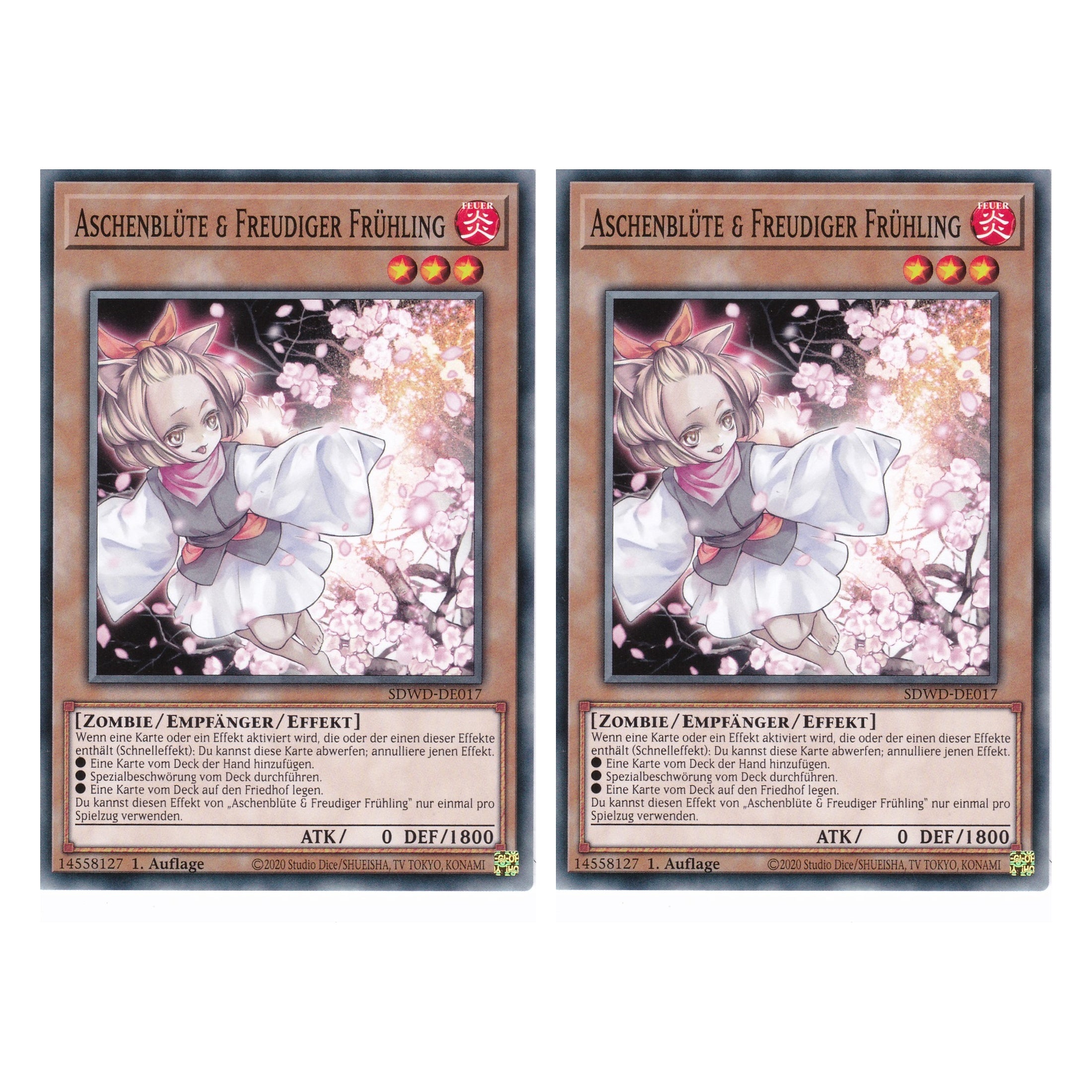 Aschenblüte & Freudiger Frühling - SDWD-DE017 - Common - Deutsch - 1. Auflage - Structure Deck: Blue Eyes White Destiny - Duo Set (2 Stück) - Yu-Gi-Oh!