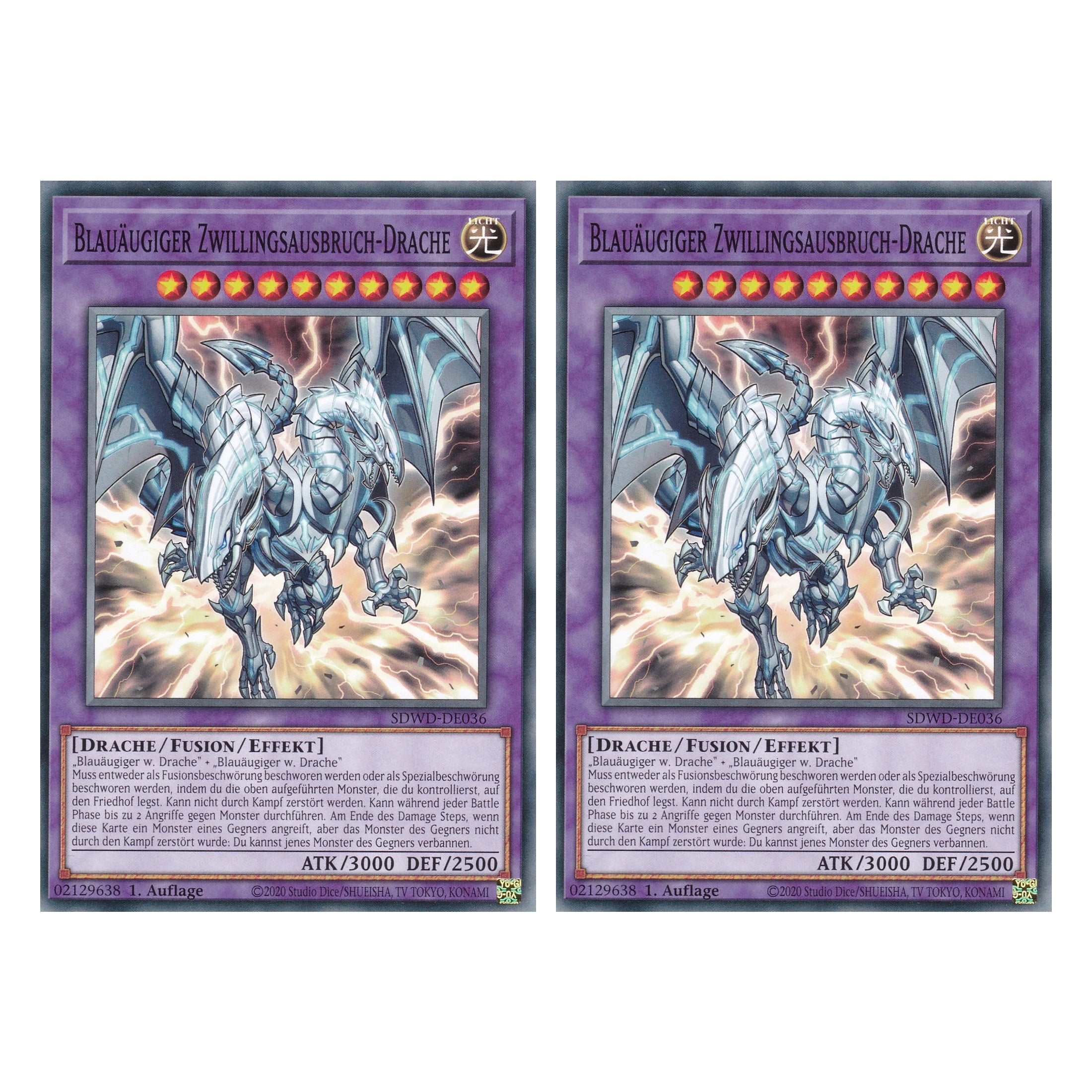 Blauäugiger Zwillingsausbruch-Drache - SDWD-DE036 - Common - Deutsch - 1. Auflage - Structure Deck: Blue Eyes White Destiny - Duo Set (2 Stück) - Yu-Gi-Oh!