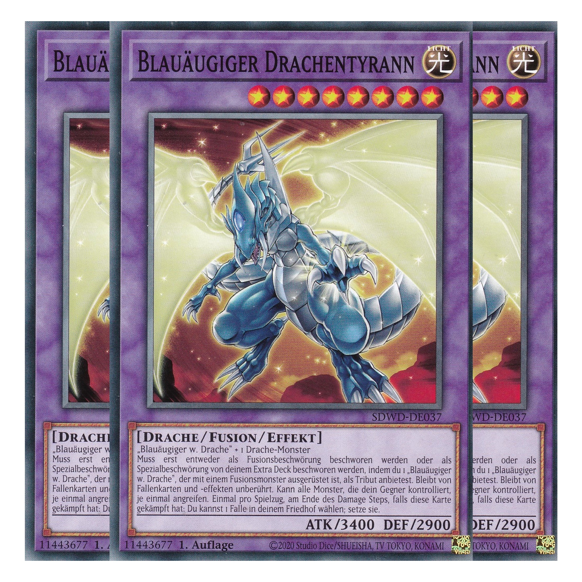 Blauäugiger Drachentyrann - SDWD-DE037 - Common - Deutsch - 1. Auflage - Structure Deck: Blue Eyes White Destiny - Playset (3 Kopien) - Yu-Gi-Oh!