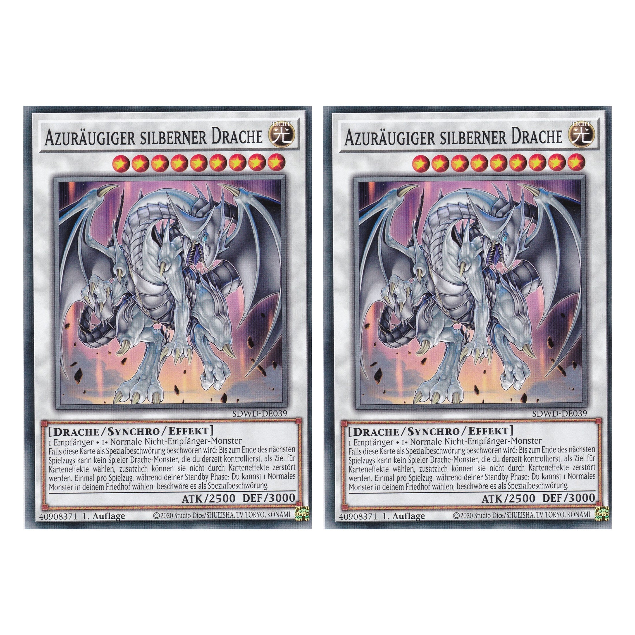 Azuräugiger silberner Drache - SDWD-DE039 - Common - Deutsch - 1. Auflage - Structure Deck: Blue Eyes White Destiny - Duo Set (2 Stück) - Yu-Gi-Oh!