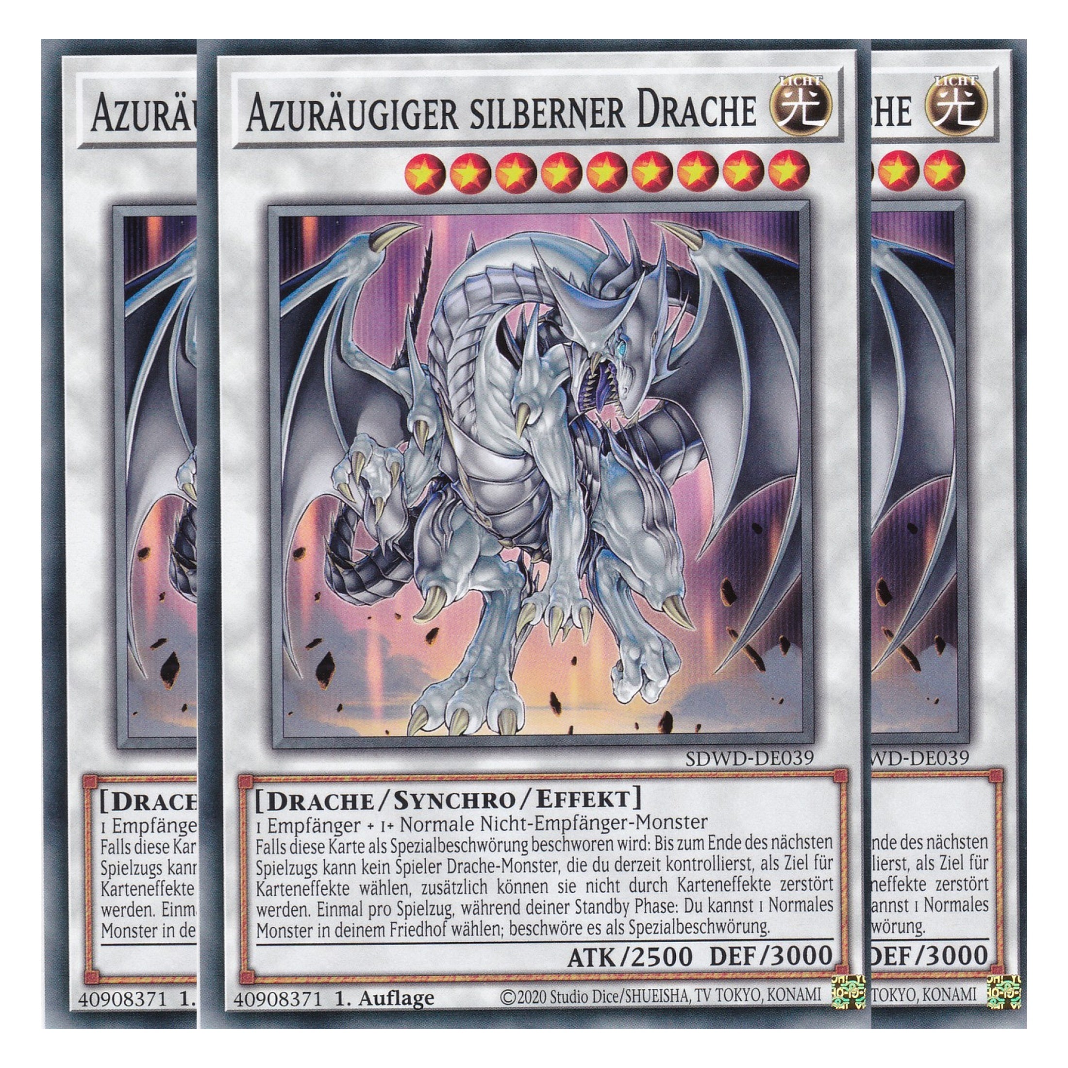 Azuräugiger silberner Drache - SDWD-DE039 - Common - Deutsch - 1. Auflage - Structure Deck: Blue Eyes White Destiny - Playset (3 Kopien) - Yu-Gi-Oh!