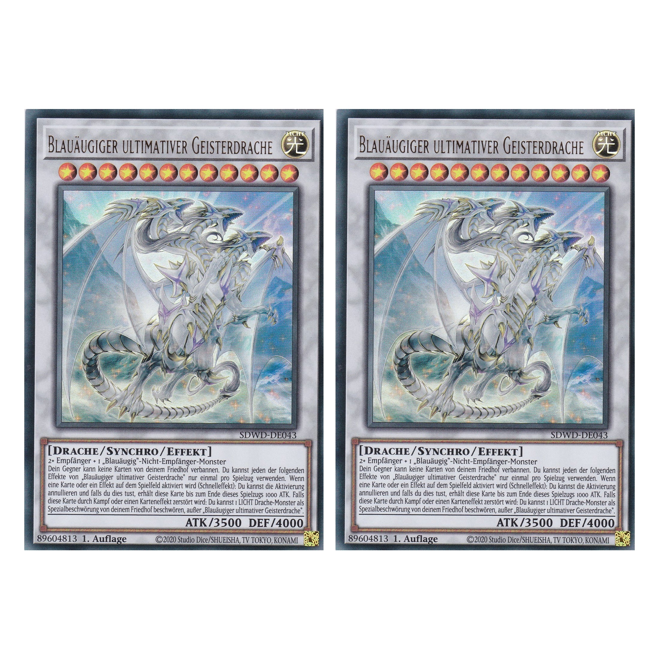 Blauäugiger ultimativer Geisterdrache (V.1) - SDWD-DE043 - Ultra Rare - Deutsch - 1. Auflage - Structure Deck: Blue Eyes White Destiny - Duo Set (2 Stück) - Yu-Gi-Oh!