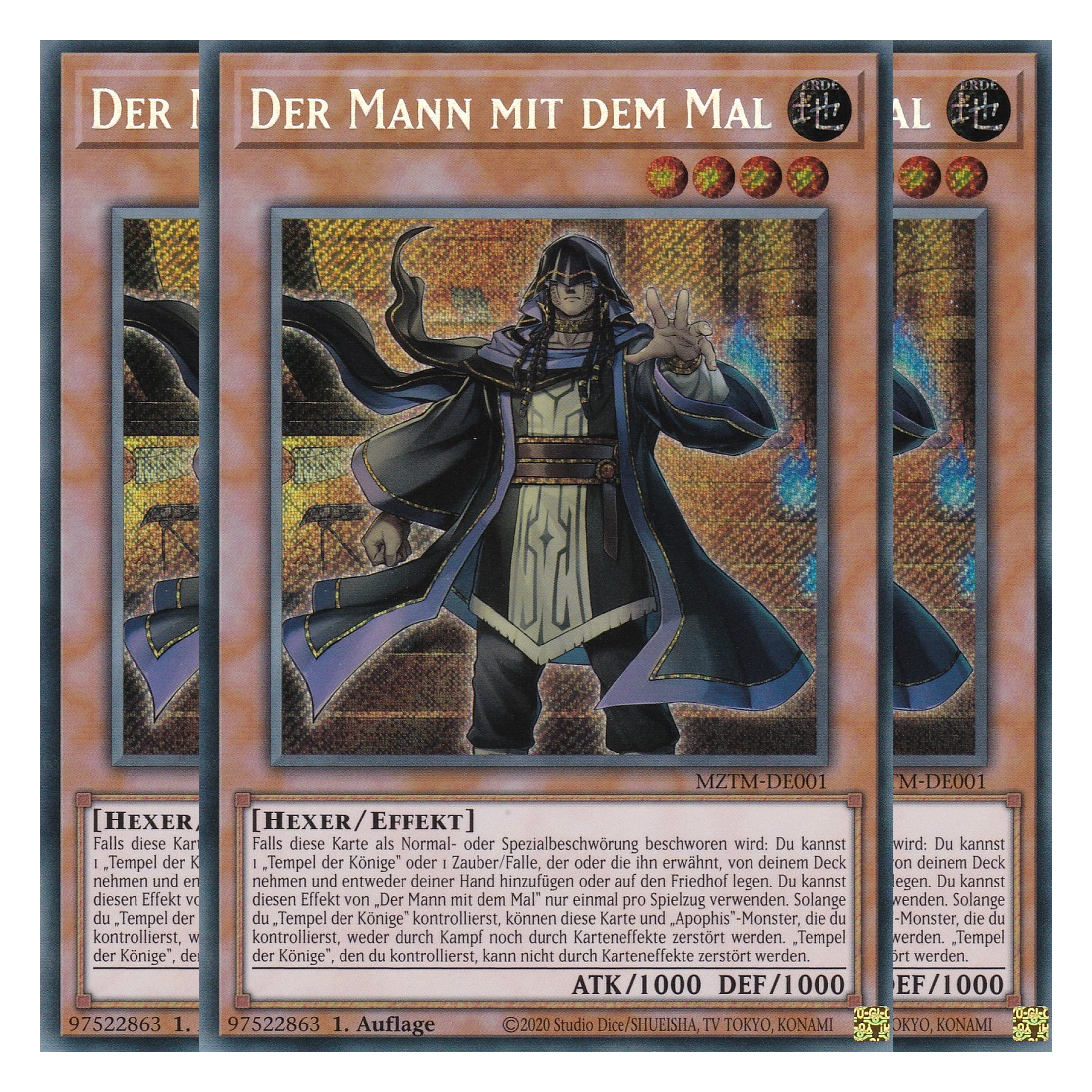 Der Mann mit dem Mal - MZTM-DE001 - Secret Rare - Deutsch - 1. Auflage - Maze of the Master - Playset (3 Kopien) - Yu-Gi-Oh!