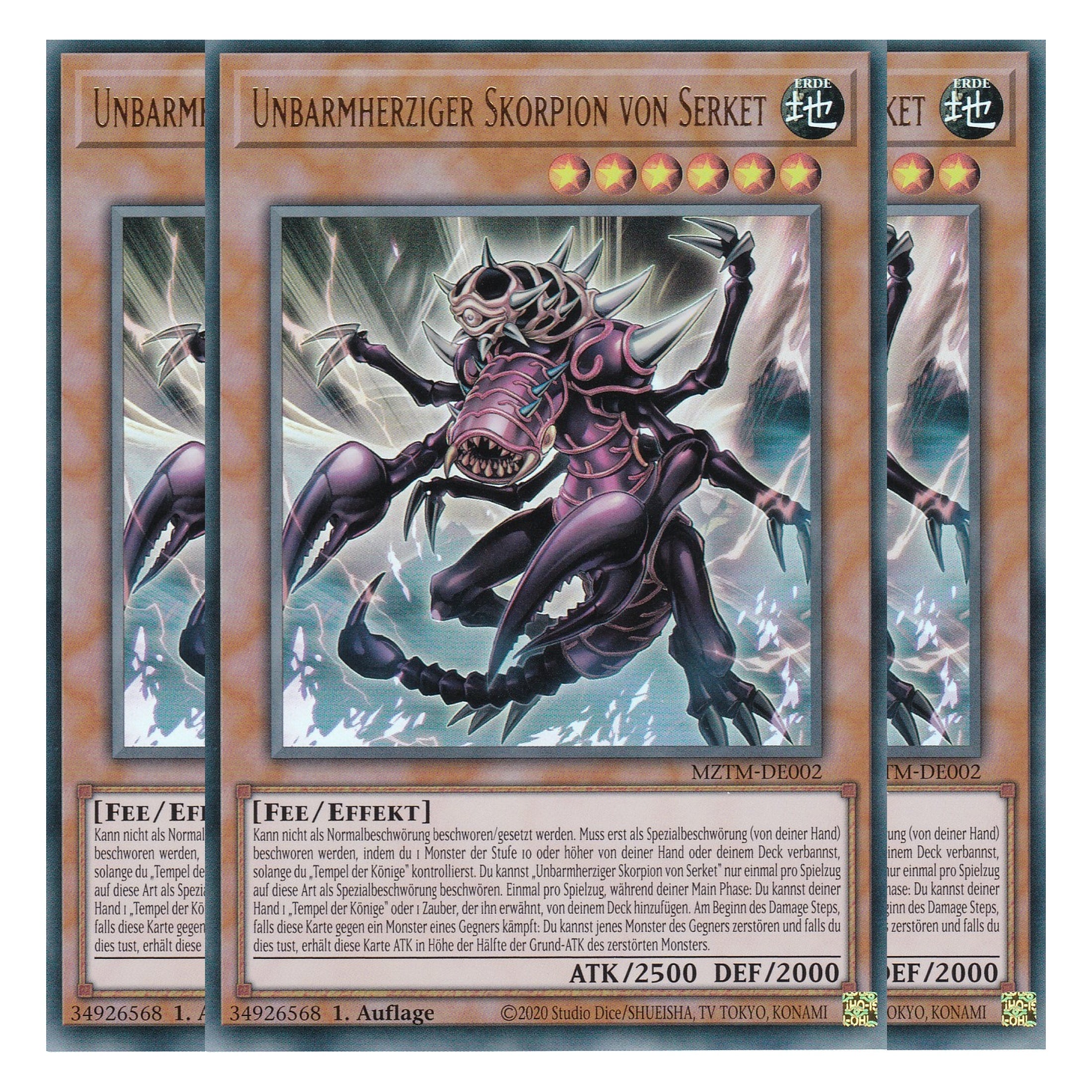 Unbarmherziger Skorpion von Serket - MZTM-DE002 - Ultra Rare - Deutsch - 1. Auflage - Maze of the Master - Playset (3 Kopien) - Yu-Gi-Oh!