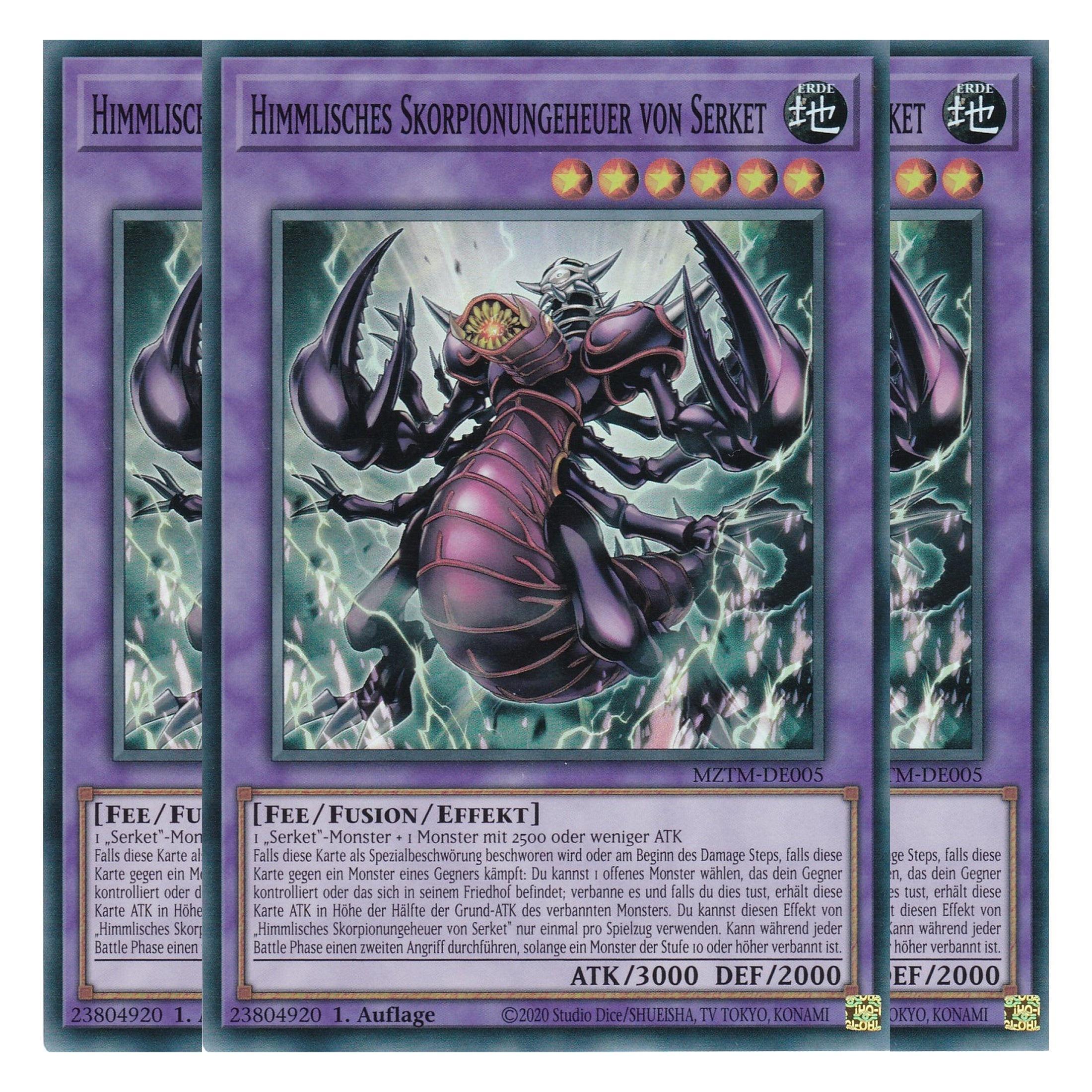 Göttliches Skorpion-Biest von Serket - MZTM-DE005 - Super Rare - Deutsch - 1. Auflage - Maze of the Master - Playset (3 Kopien) - Yu-Gi-Oh!