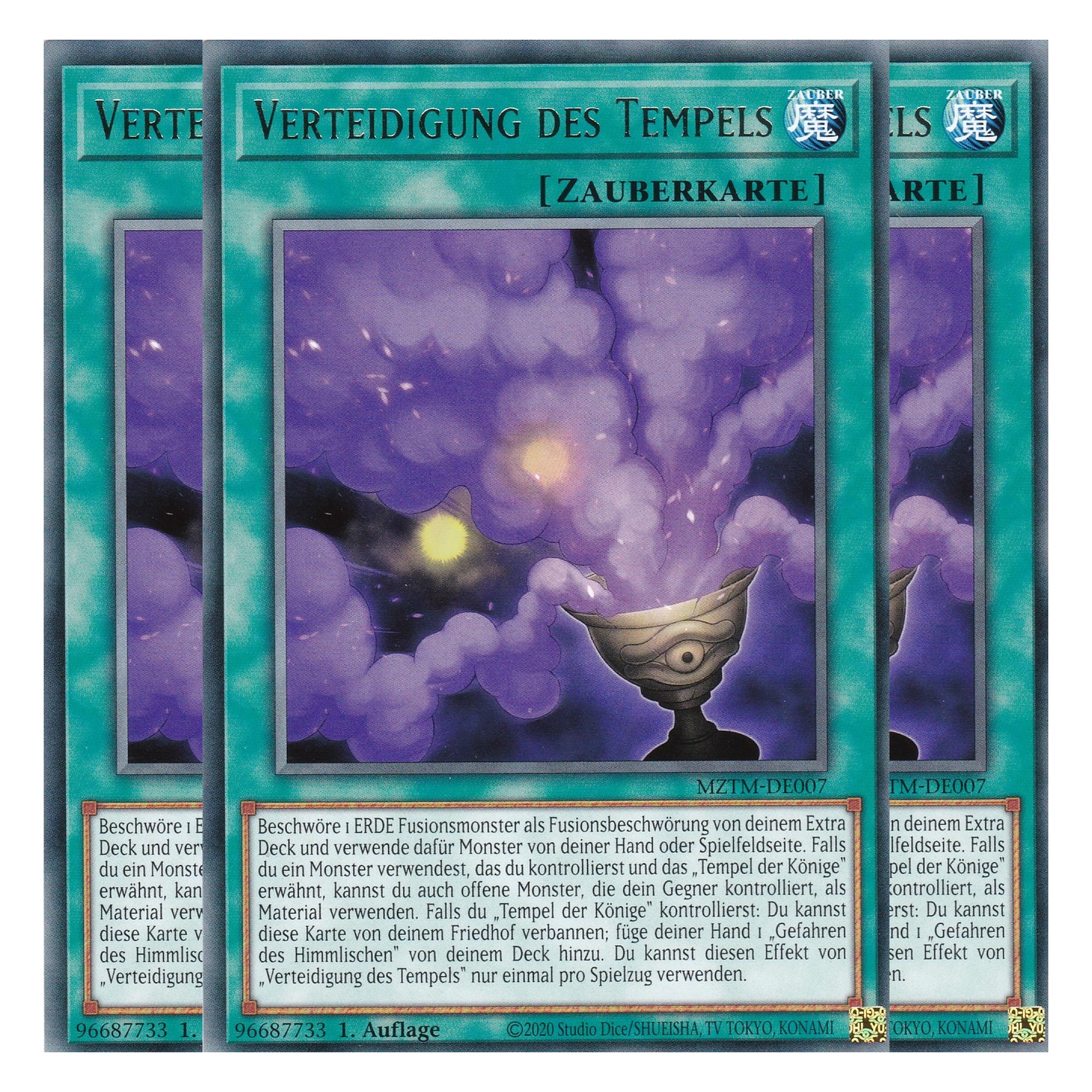 Verteidigung des Tempels - MZTM-DE007 - Rare - Deutsch - 1. Auflage - Maze of the Master - Playset (3 Kopien) - Yu-Gi-Oh!