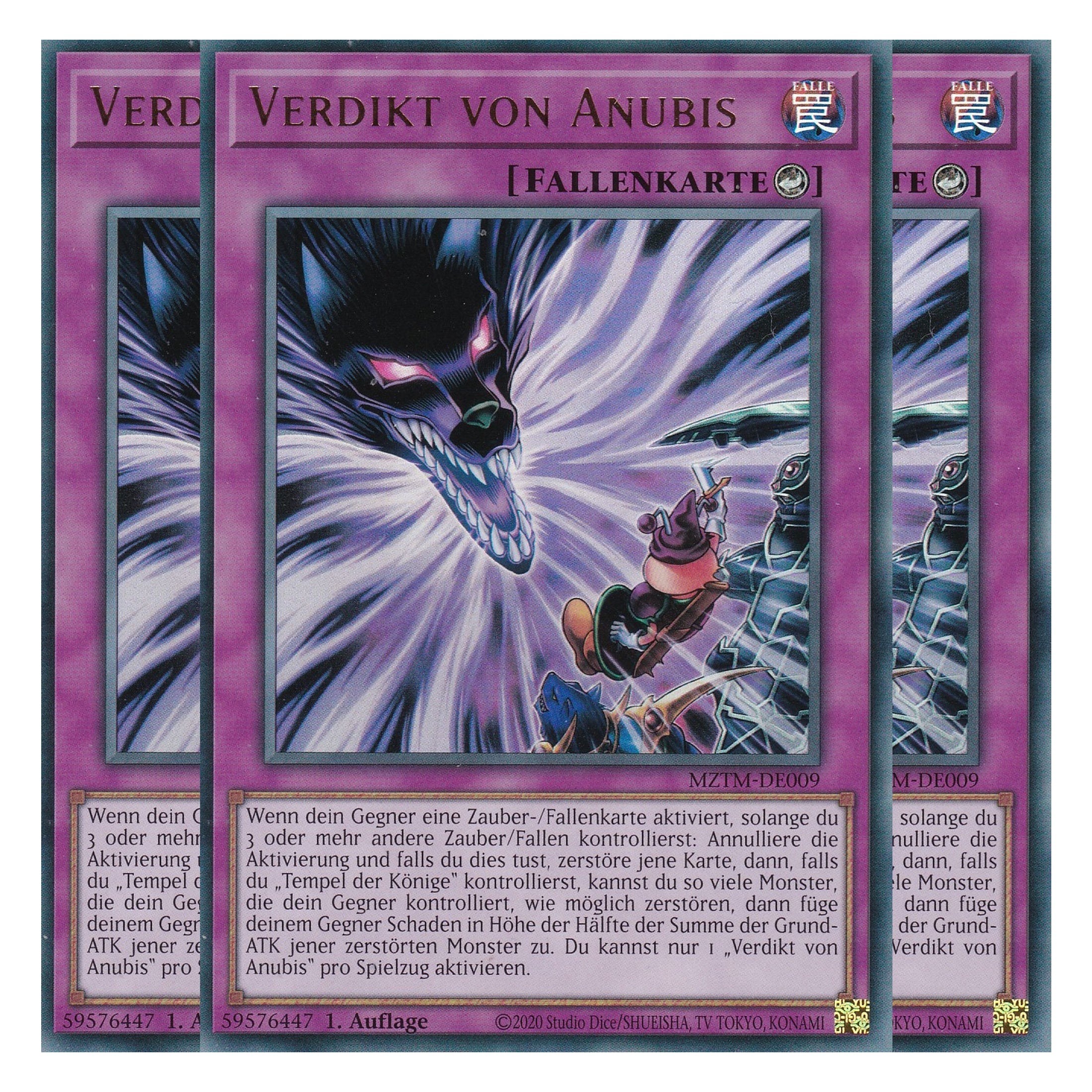 Verdikt von Anubis - MZTM-DE009 - Ultra Rare - Deutsch - 1. Auflage - Maze of the Master - Playset (3 Kopien) - Yu-Gi-Oh!