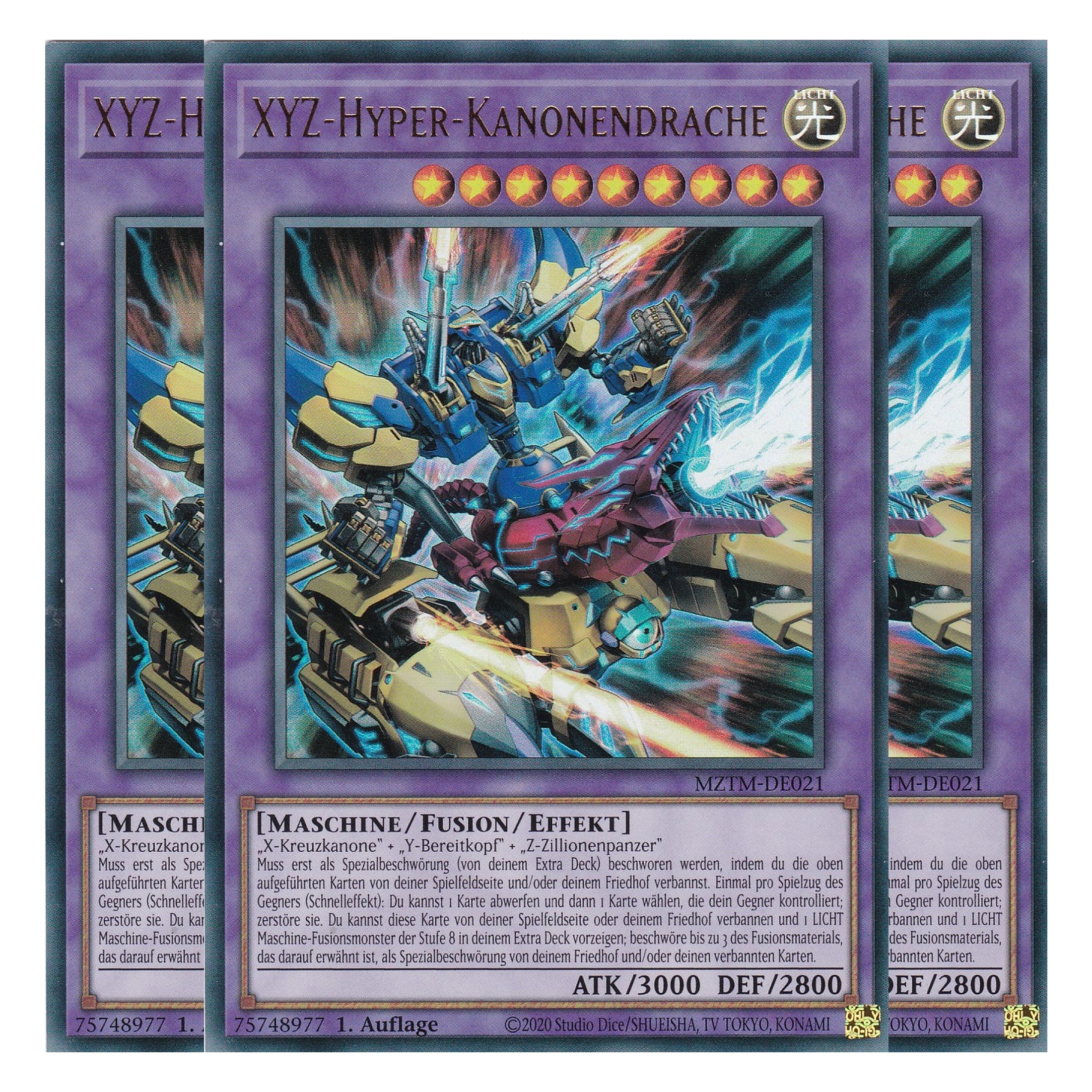 XYZ-Hyper-Kanonendrache - MZTM-DE021 - Ultra Rare - Deutsch - 1. Auflage - Maze of the Master - Playset (3 Kopien) - Yu-Gi-Oh!