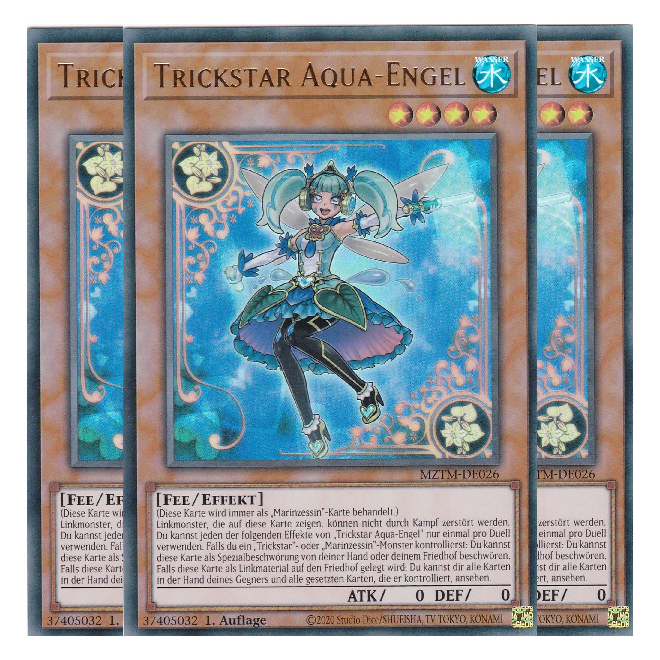Trickstar Aqua-Engel - MZTM-DE026 - Ultra Rare - Deutsch - 1. Auflage - Maze of the Master - Playset (3 Kopien) - Yu-Gi-Oh!