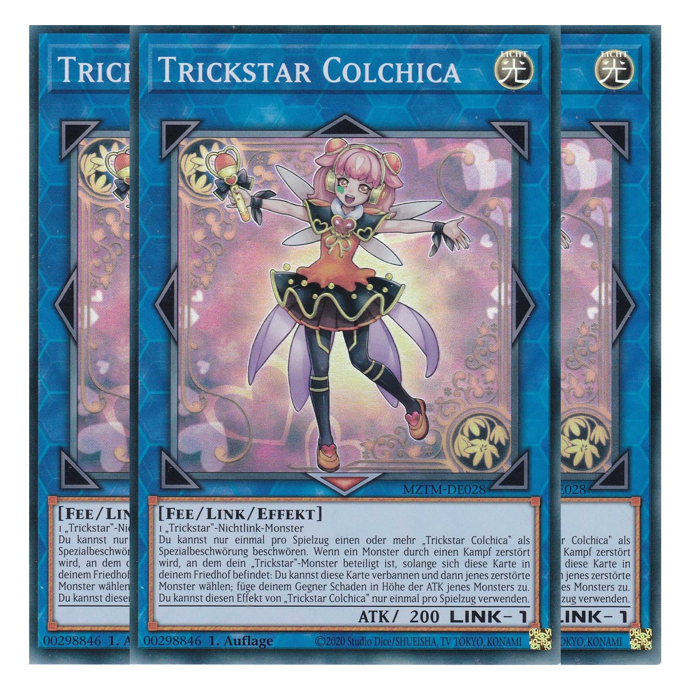 Trickstar Colchica - MZTM-DE028 - Super Rare - Deutsch - 1. Auflage - Maze of the Master - Playset (3 Kopien) - Yu-Gi-Oh!