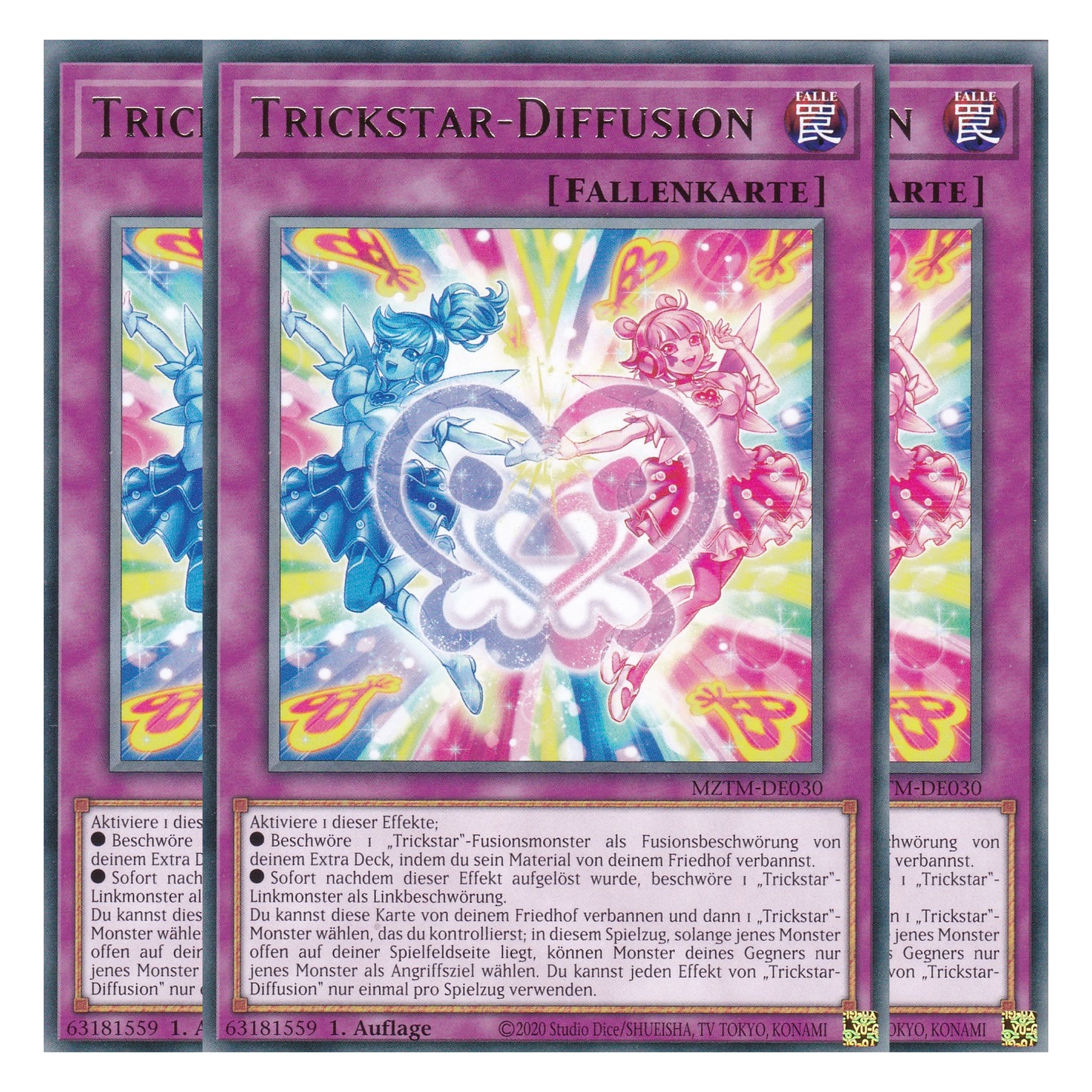 Trickstar-Diffusion - MZTM-DE030 - Rare - Deutsch - 1. Auflage - Maze of the Master - Playset (3 Kopien) - Yu-Gi-Oh!
