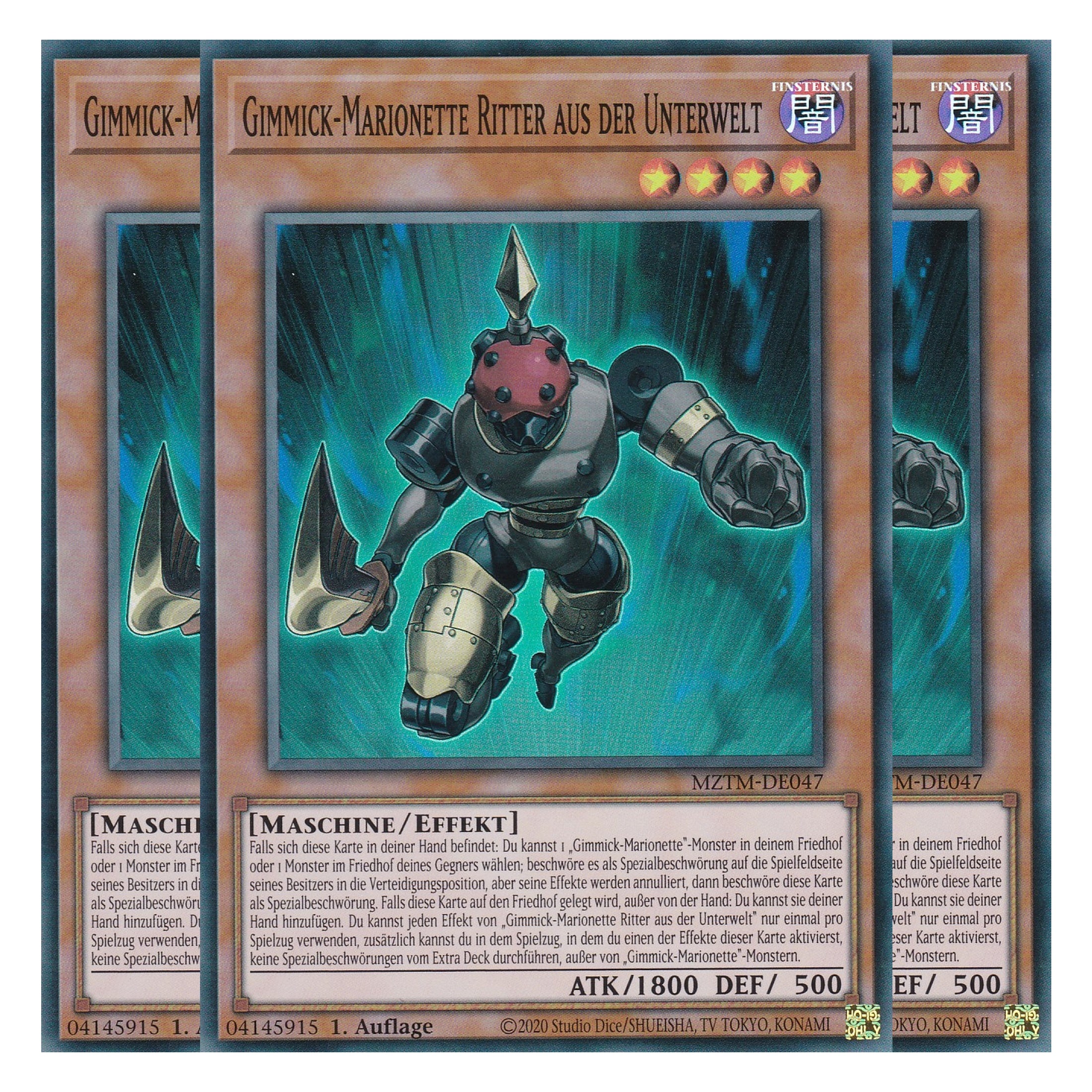 Gimmick-Marionette Ritter aus der Unterwelt - MZTM-DE047 - Super Rare - Deutsch - 1. Auflage - Maze of the Master - Playset (3 Kopien) - Yu-Gi-Oh!
