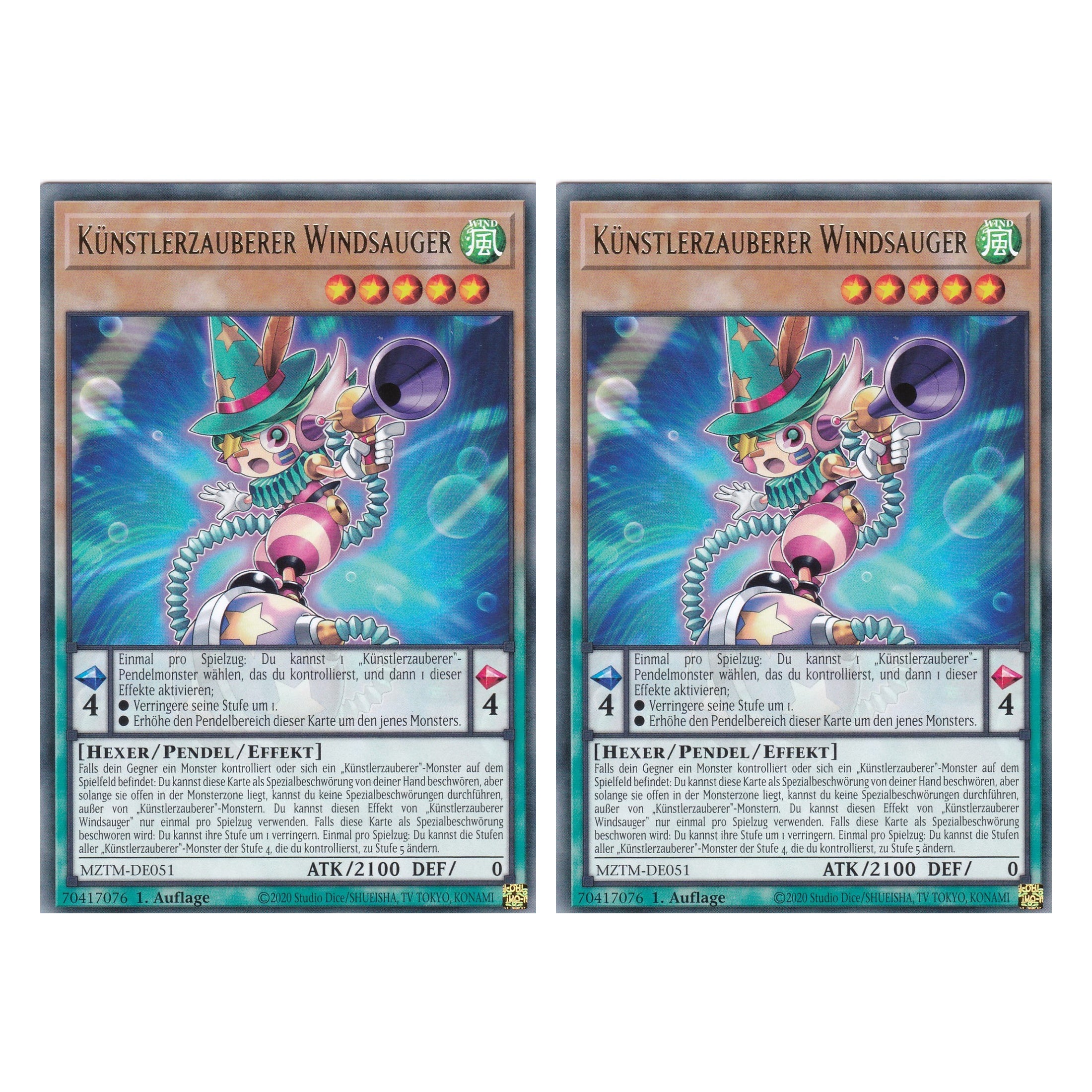 Künstlerzauberer Windsauger - MZTM-DE051 - Rare - Deutsch - 1. Auflage - Maze of the Master - Duo Set (2 Stück) - Yu-Gi-Oh!