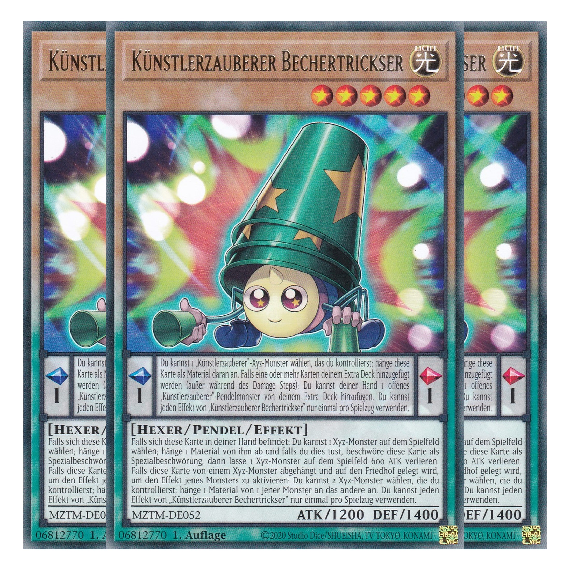 Performage Cup Tricker - MZTM-DE052 - Rare - Deutsch - 1. Auflage - Maze of the Master - Playset (3 Kopien) - Yu-Gi-Oh!
