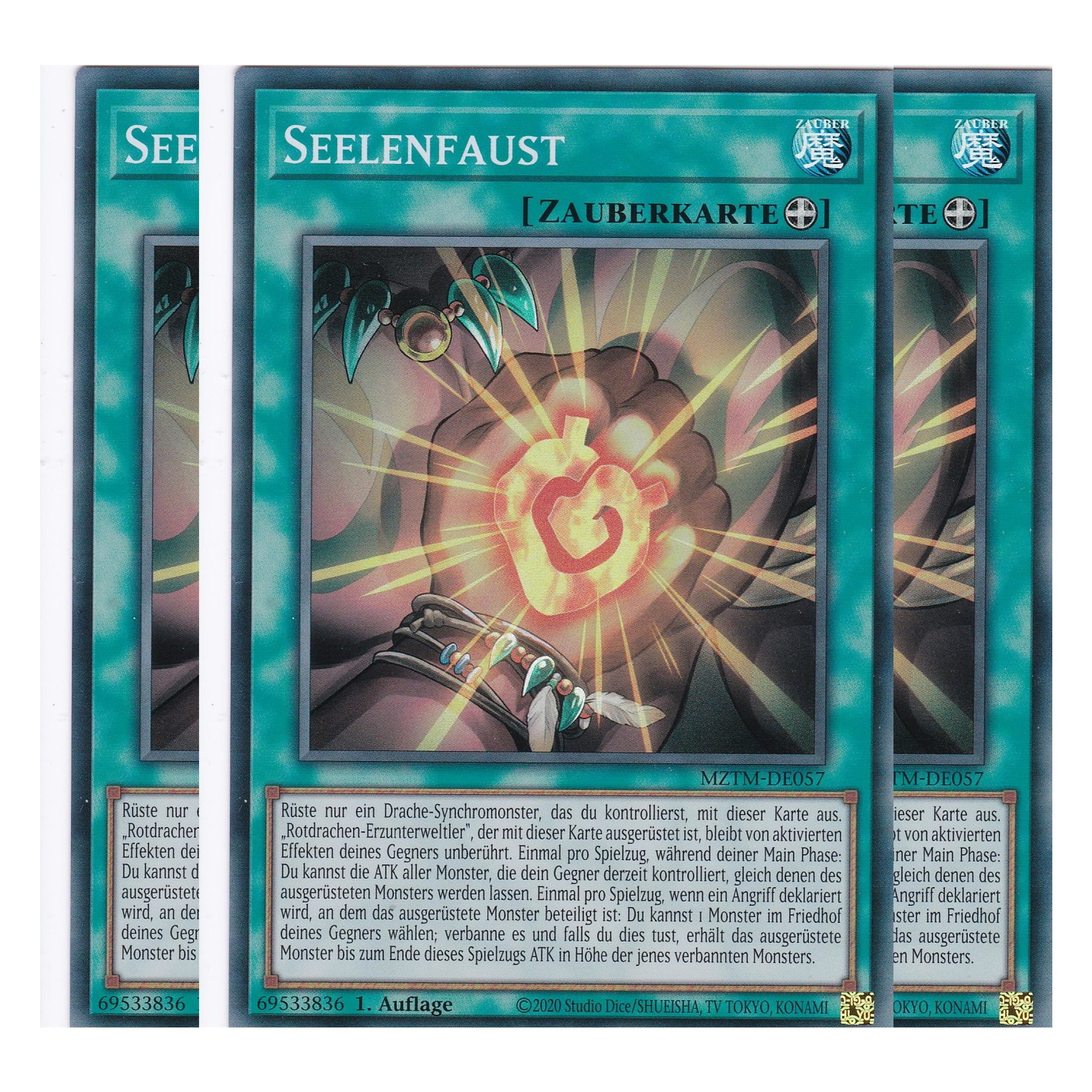 Seelenfaust - MZTM-DE057 - Super Rare - Deutsch - 1. Auflage - Maze of the Master - Playset (3 Kopien) - Yu-Gi-Oh!