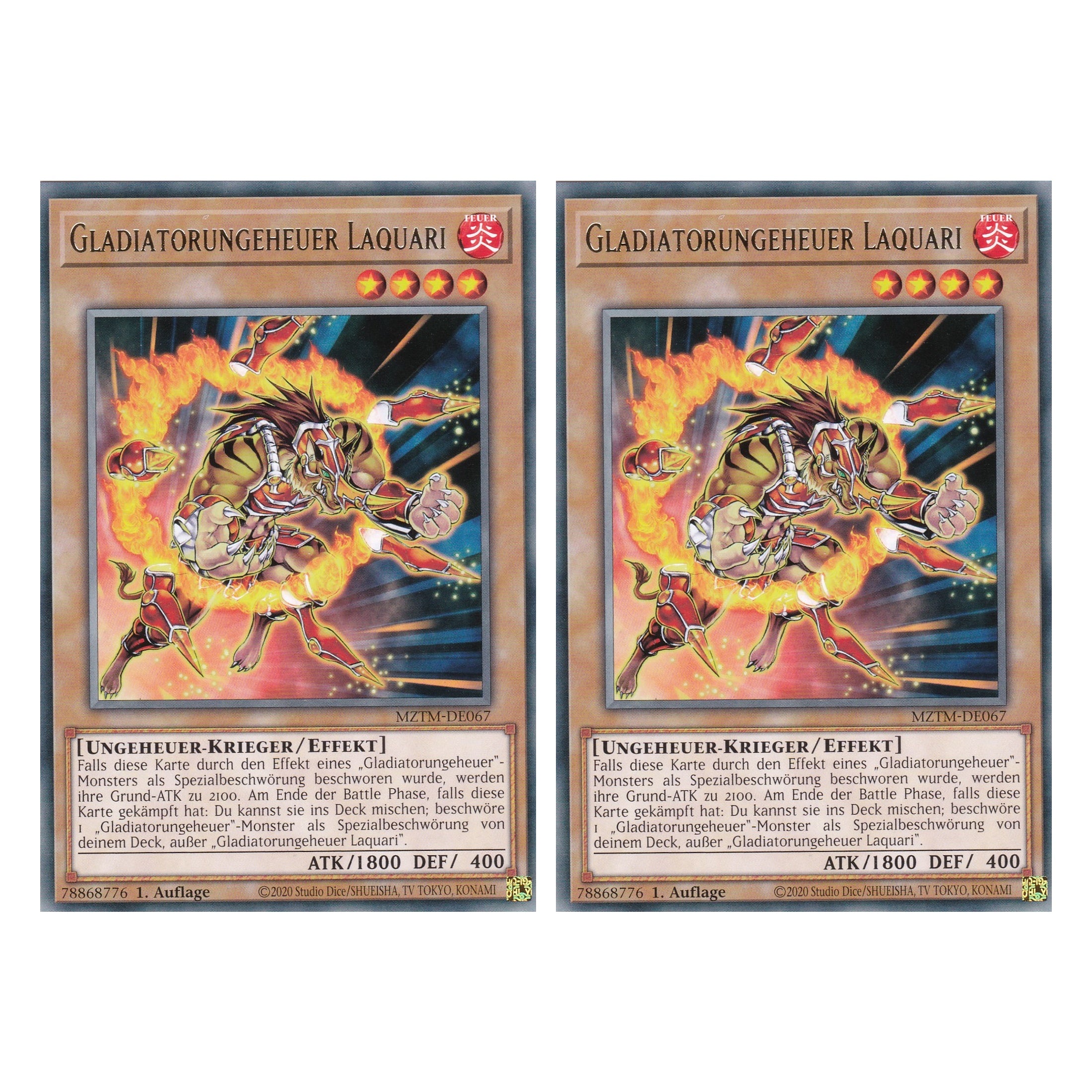 Gladiatorungeheuer Laquari - MZTM-DE067 - Rare - Deutsch - 1. Auflage - Maze of the Master - Duo Set (2 Stück) - Yu-Gi-Oh!
