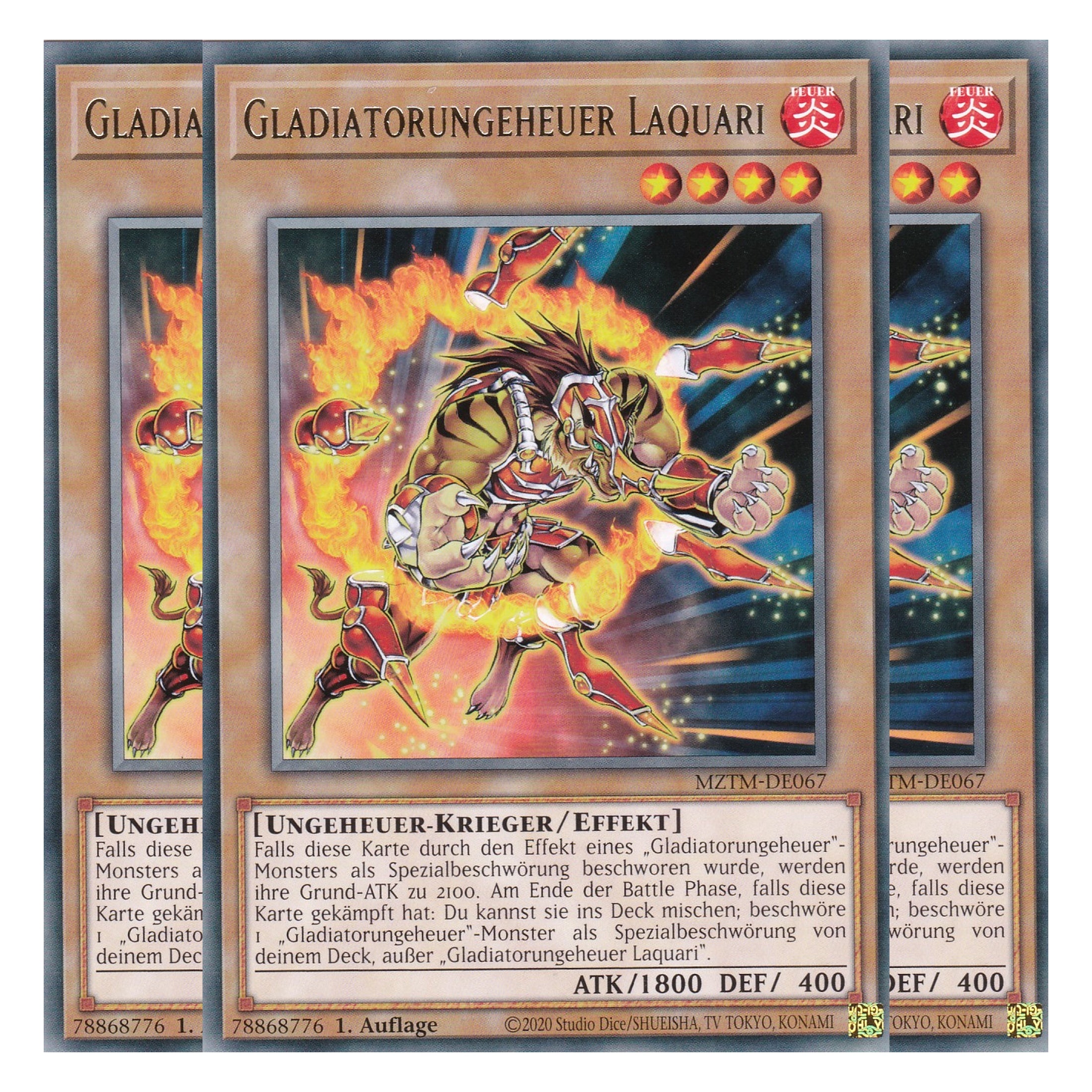 Gladiatorungeheuer Laquari - MZTM-DE067 - Rare - Deutsch - 1. Auflage - Maze of the Master - Playset (3 Kopien) - Yu-Gi-Oh!